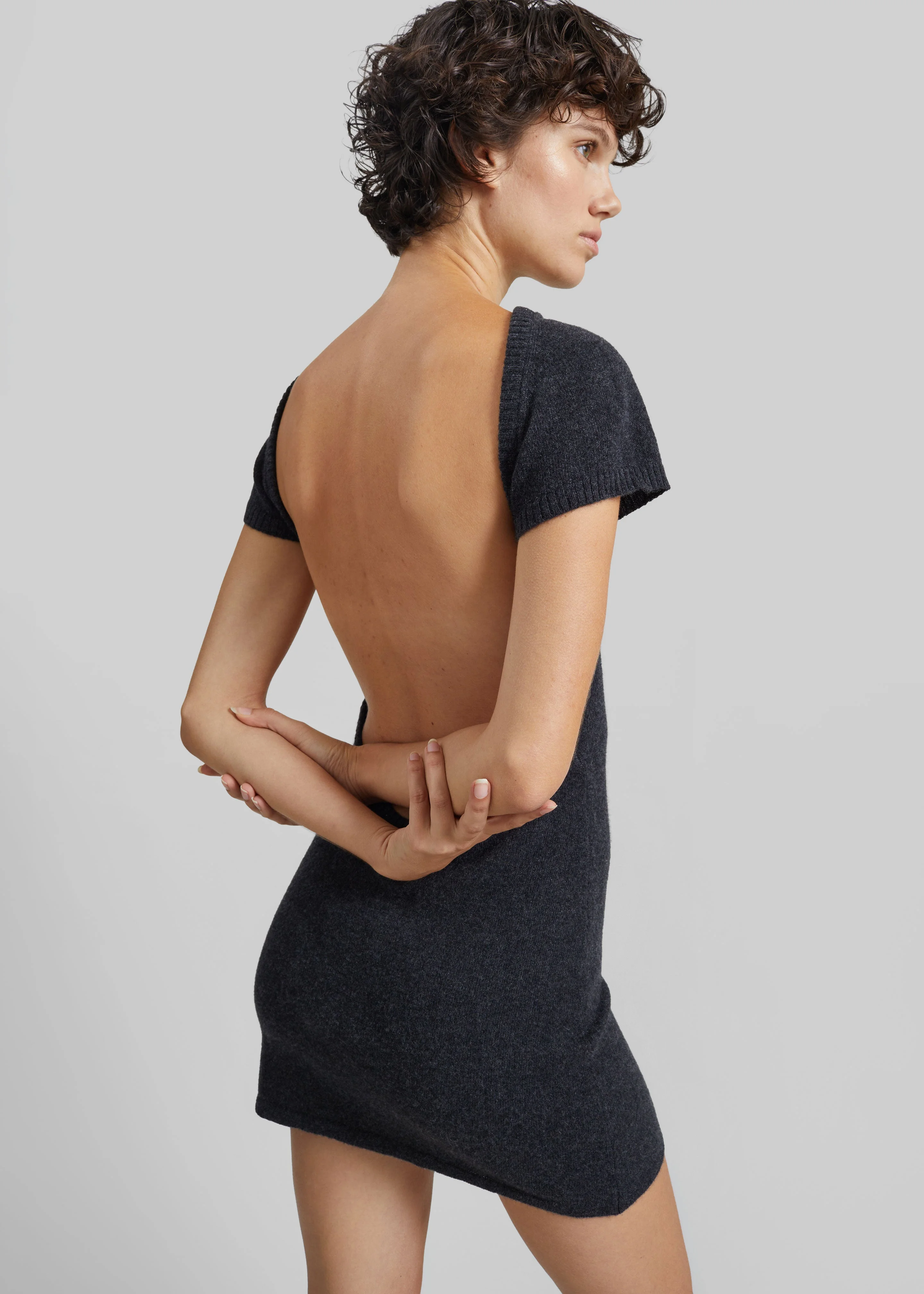 Christopher Esber Rae Cashmere Mini Dress - Charcoal - 1