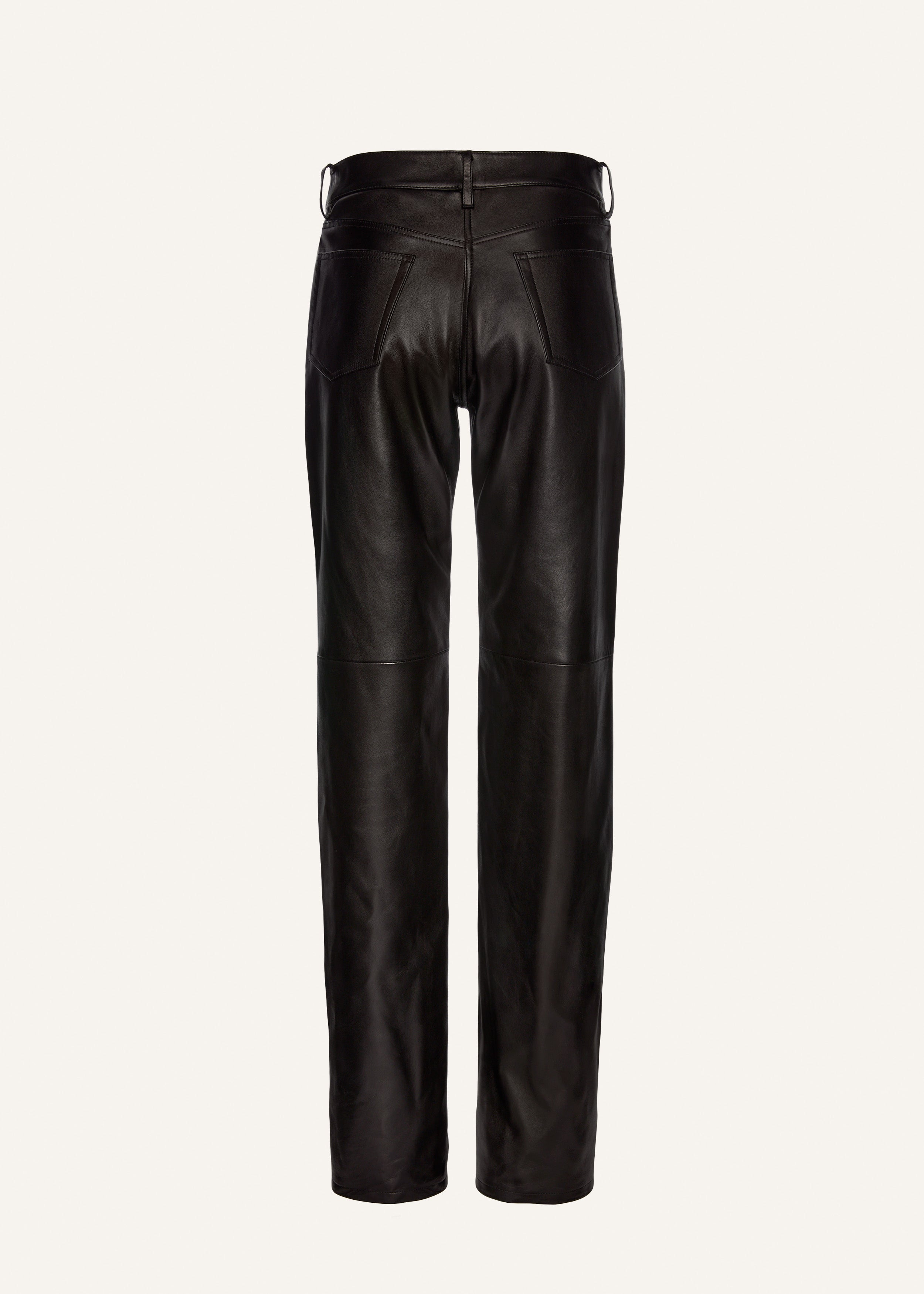 Straight-leg leather pants in black - 2