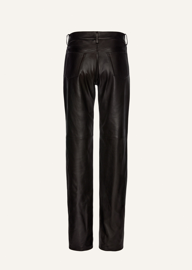 Straight-leg leather pants in black 2