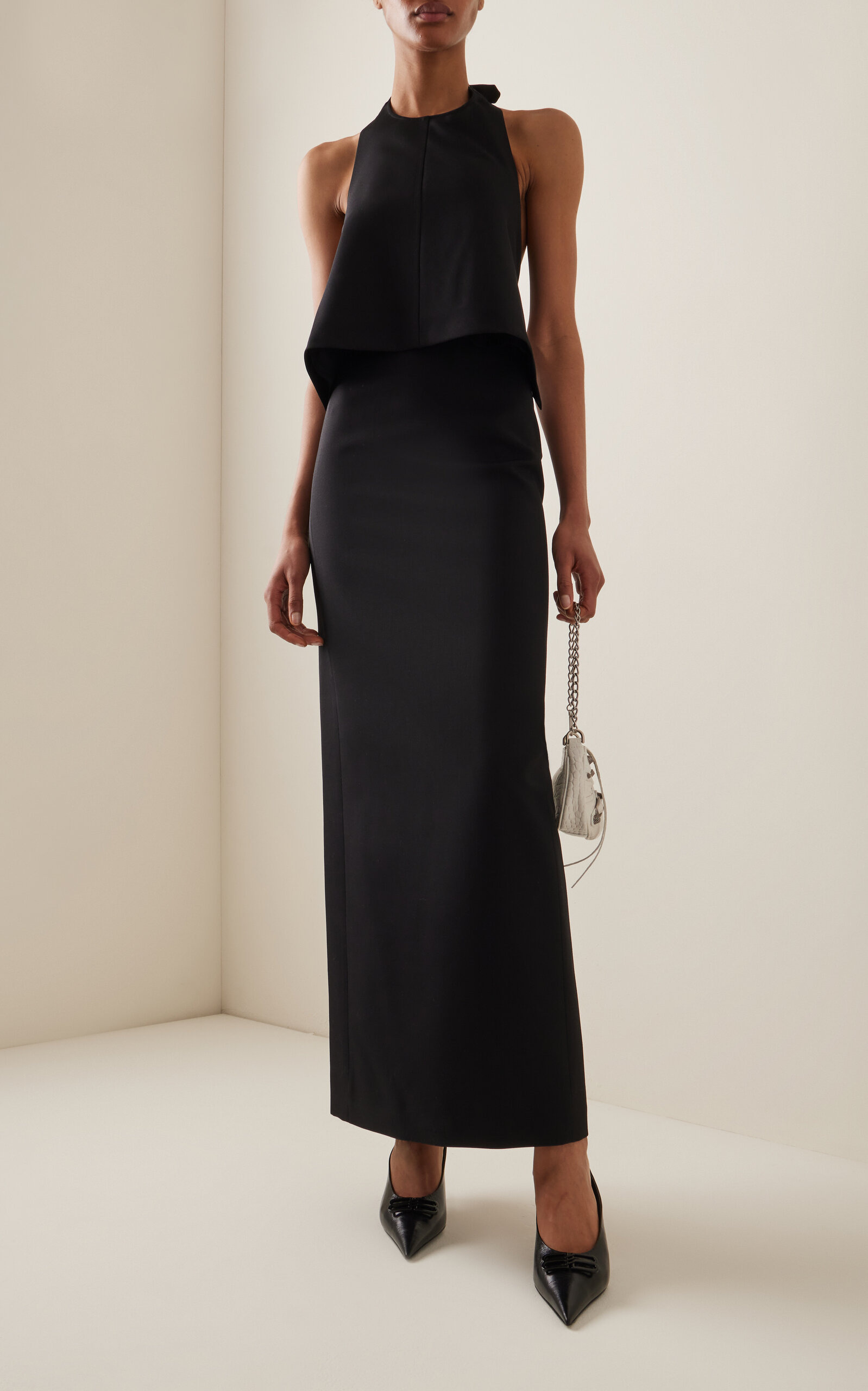 Wool Backless Halter Top black - 3