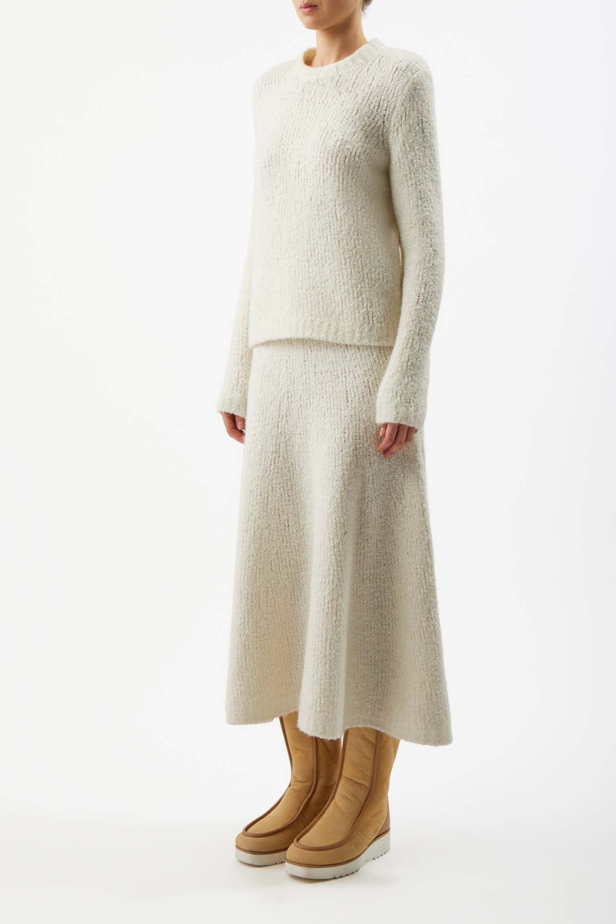 Pablo Skirt in Ivory Cashmere Boucle - 4