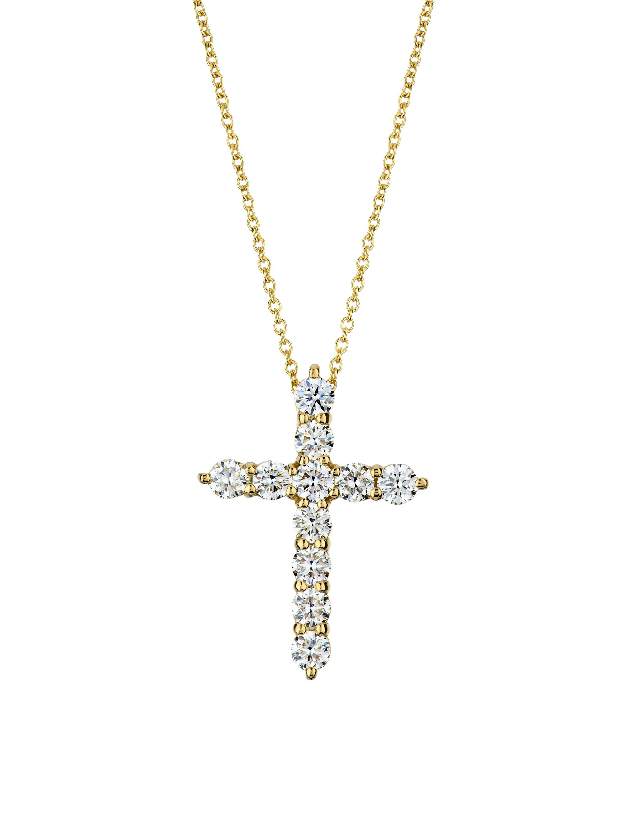 Women's 18K White Gold & 0.88 TCW Diamond Cross Pendant Necklace - Yellow Gold - 1