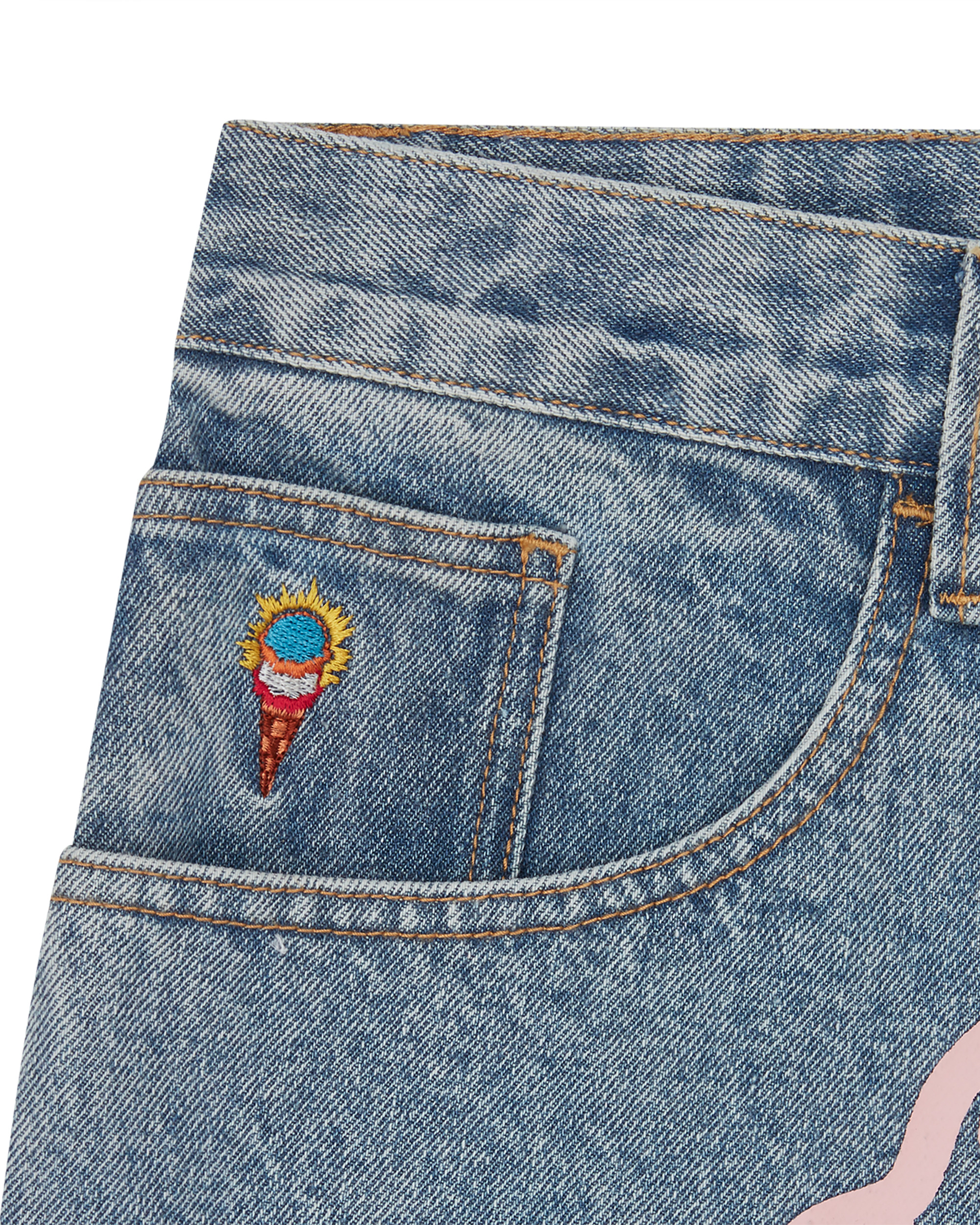 RUNNING DOG DOUBLE SCOOP DENIM PANTS - 3