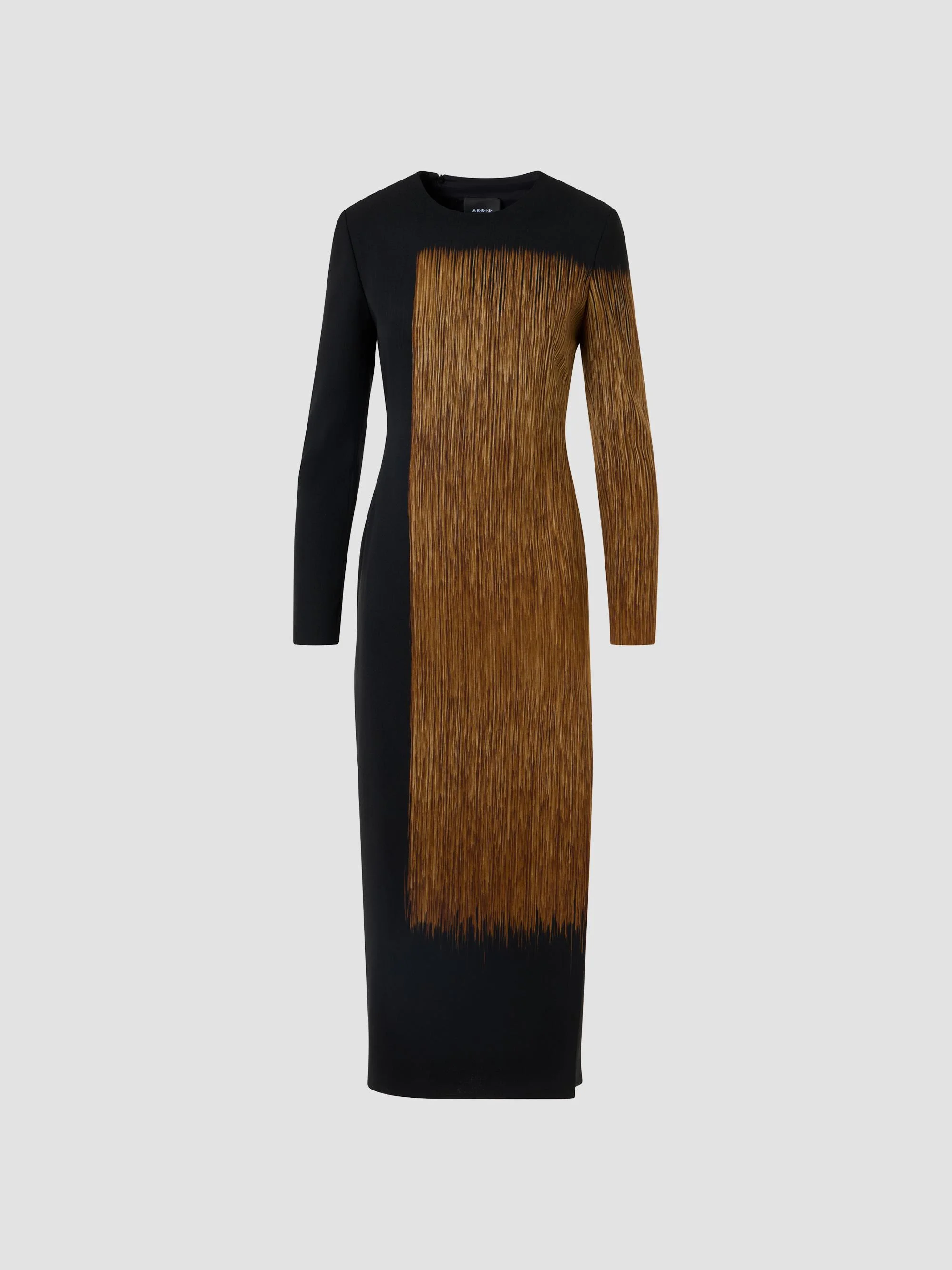 Women's Abstract Print Wool-Blend Crewneck Midi Dress - Black Vicuna - 1