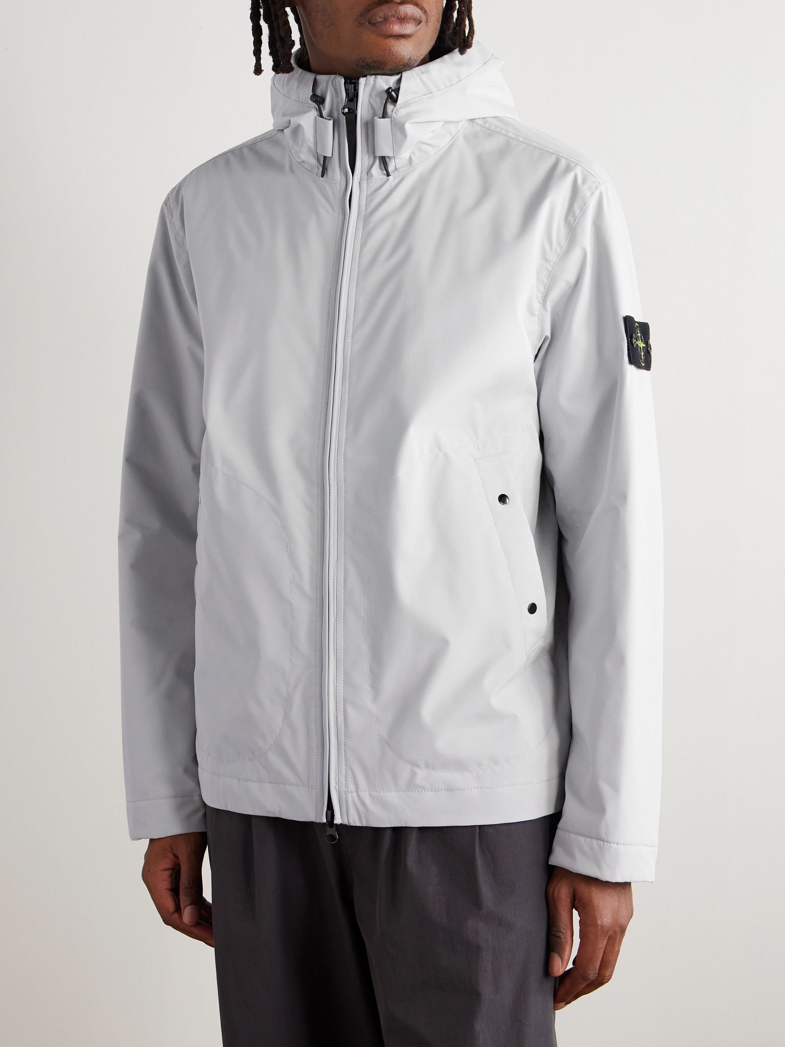 Logo-Appliquéd Padded Shell-R_e.dye® Hooded Jacket Gray - 3