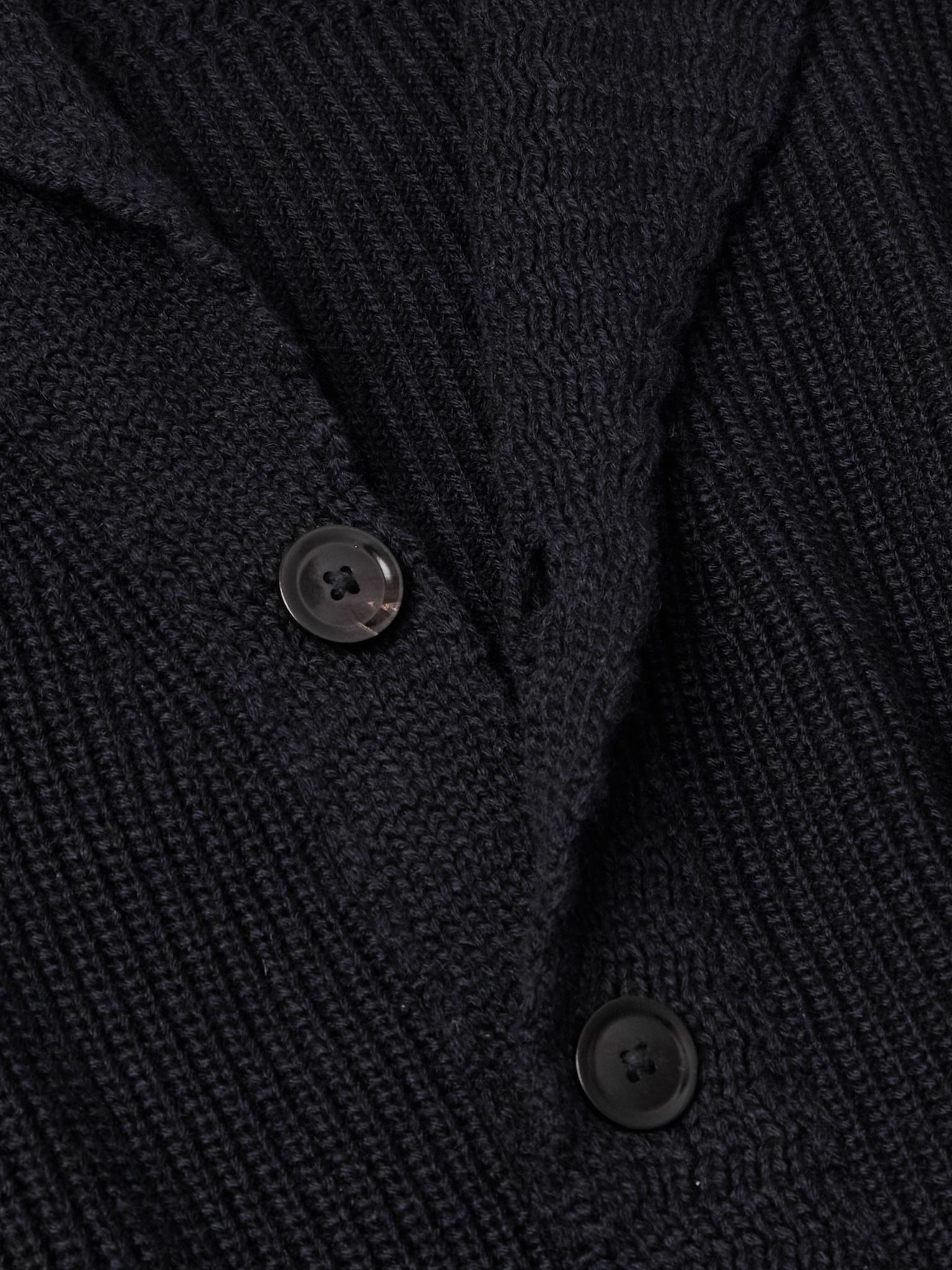 Slim-Fit Shawl-Collar Ribbed Cashmere Cardigan Blue - 5
