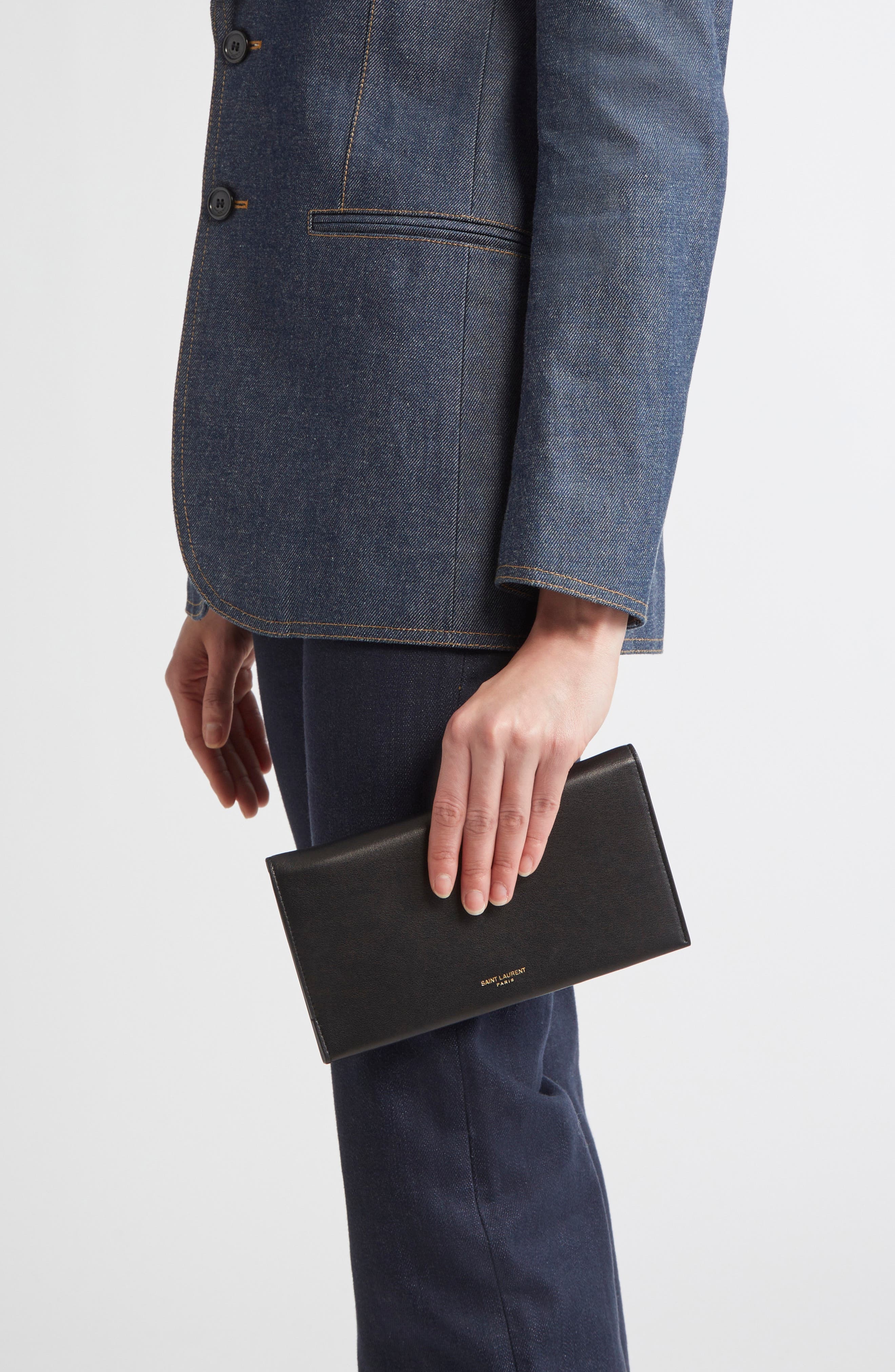 Saint Laurent Leather Travel Wallet in Noir at Nordstrom - 3