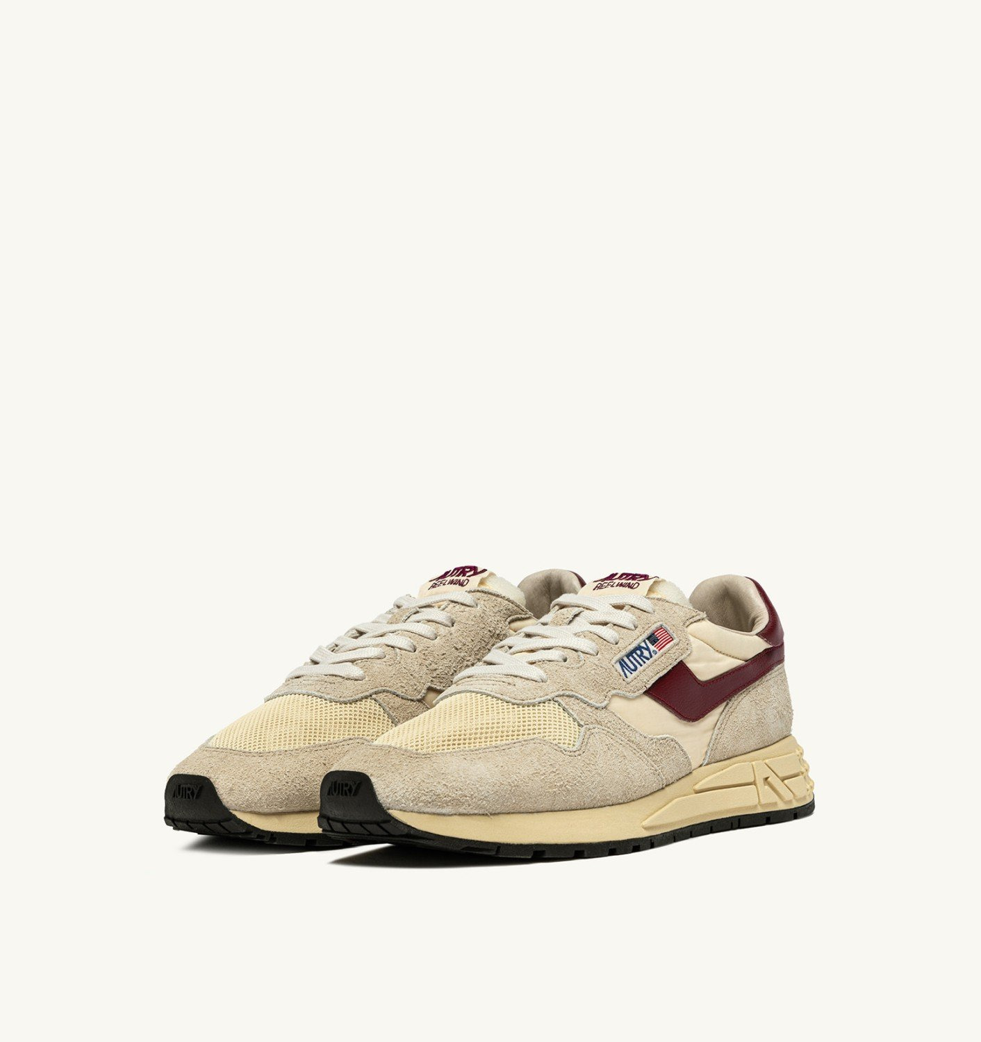 REELWIND LOW SNEAKERS IN NYLON SUEDE AND LEATHER COLOR ECRU AND RUBY WINE - 3