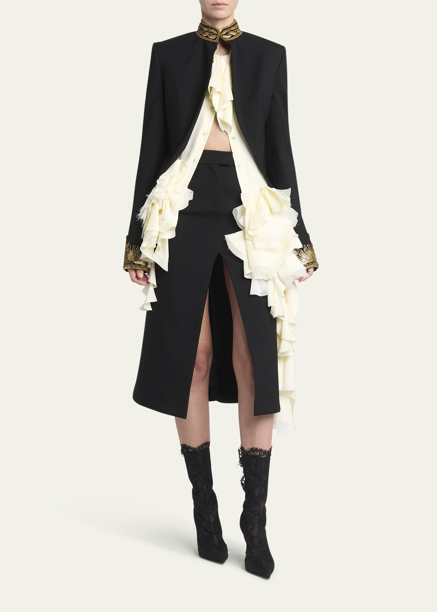 Backless Ruffle Silk Gown - 2