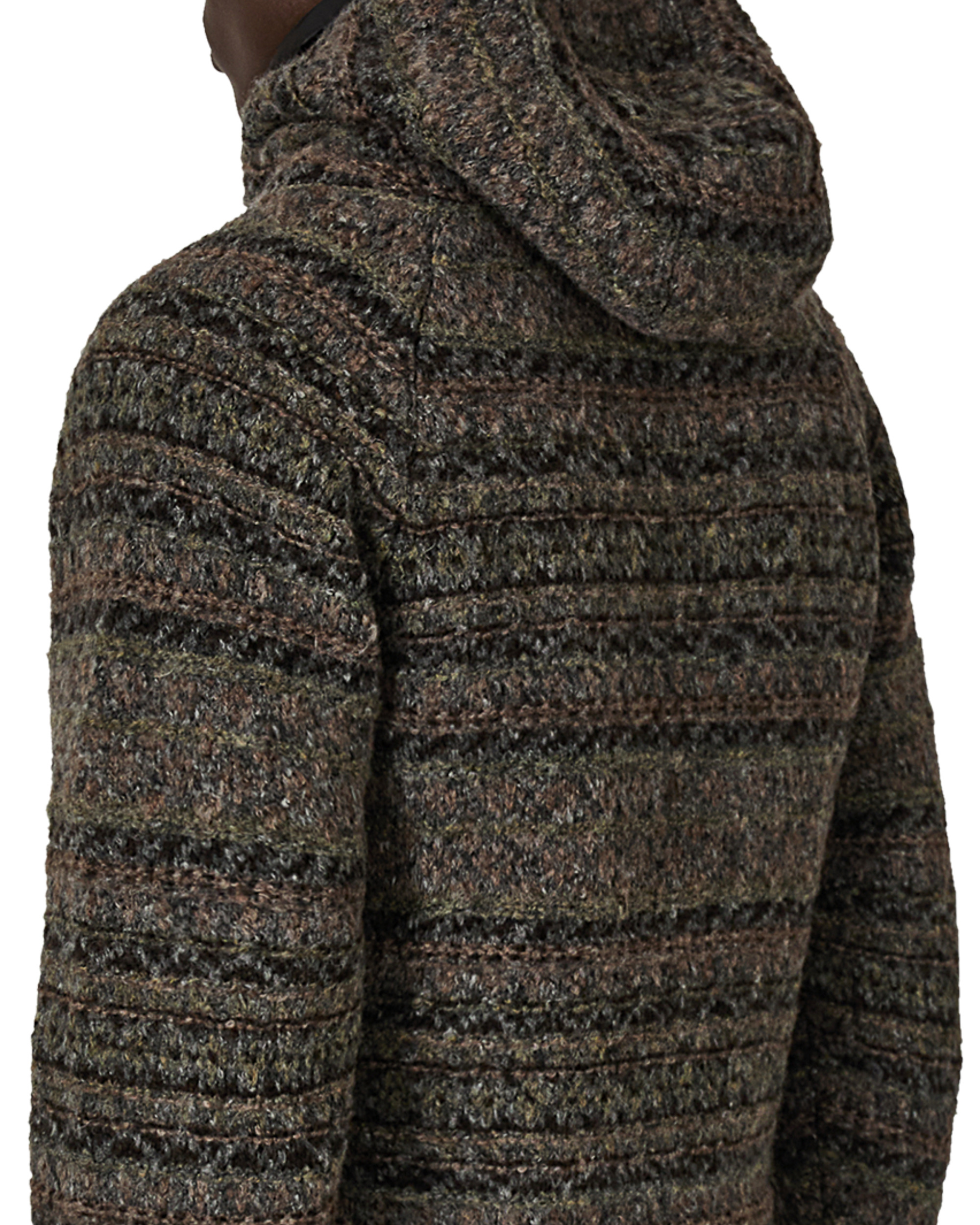 Fair Isle Felted Knit Zip Up Hoodie - 7