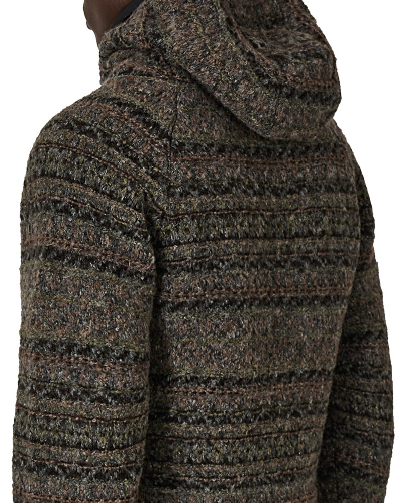 Fair Isle Felted Knit Zip Up Hoodie 7