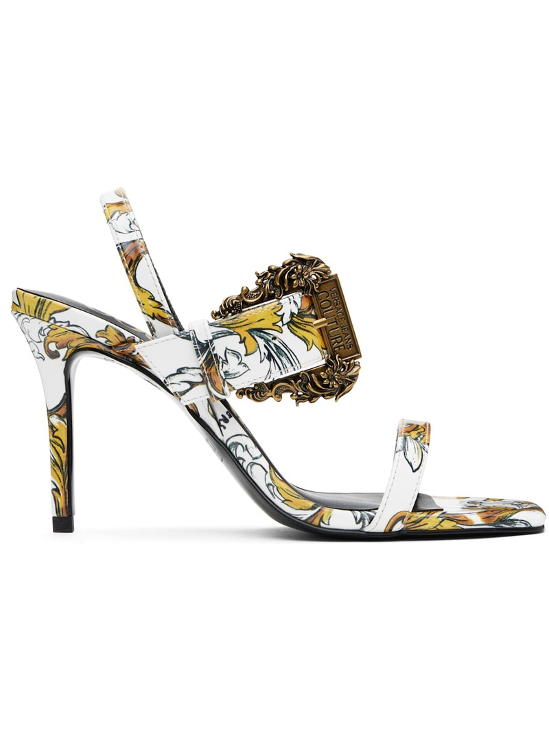 White Logo Couture Emily Slingback Heeled Sandals - 1