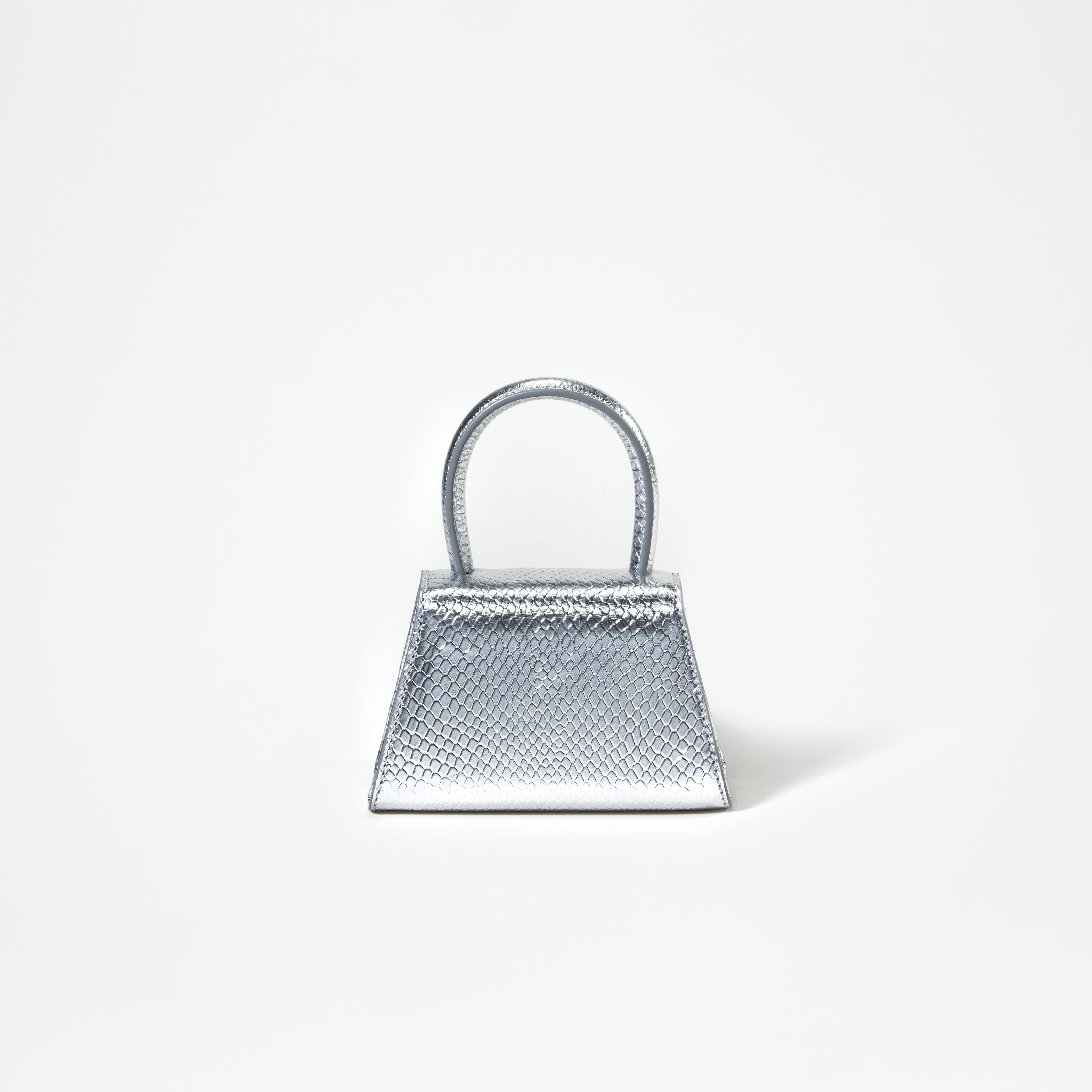 Silver Python Diamante Bow Micro Bag - 2