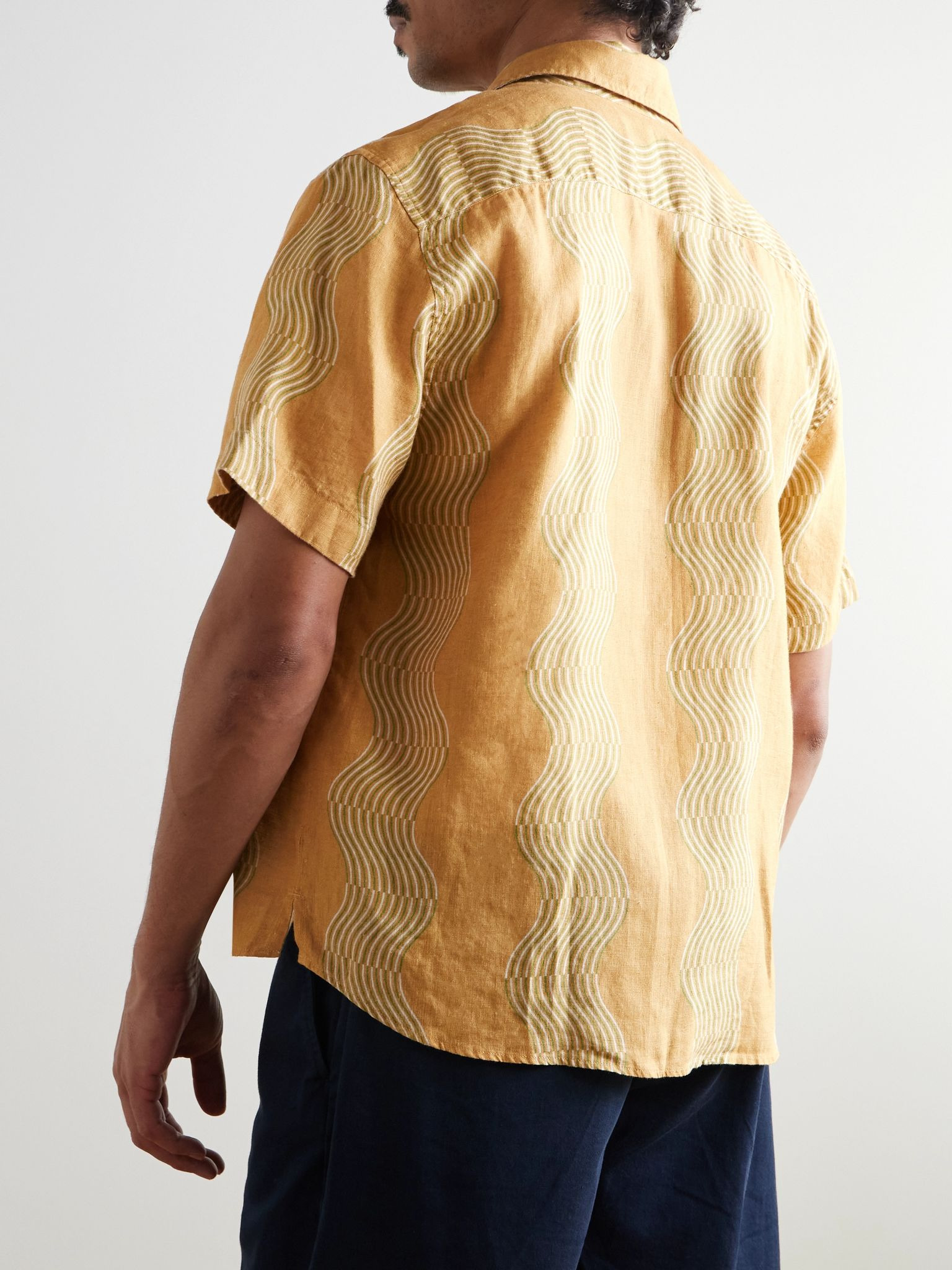 Castro Striped Linen Shirt Orange - 3