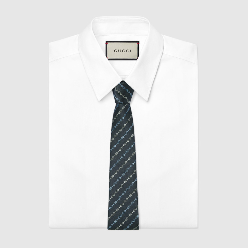GUCCI Horsebit silk jacquard tie outlook
