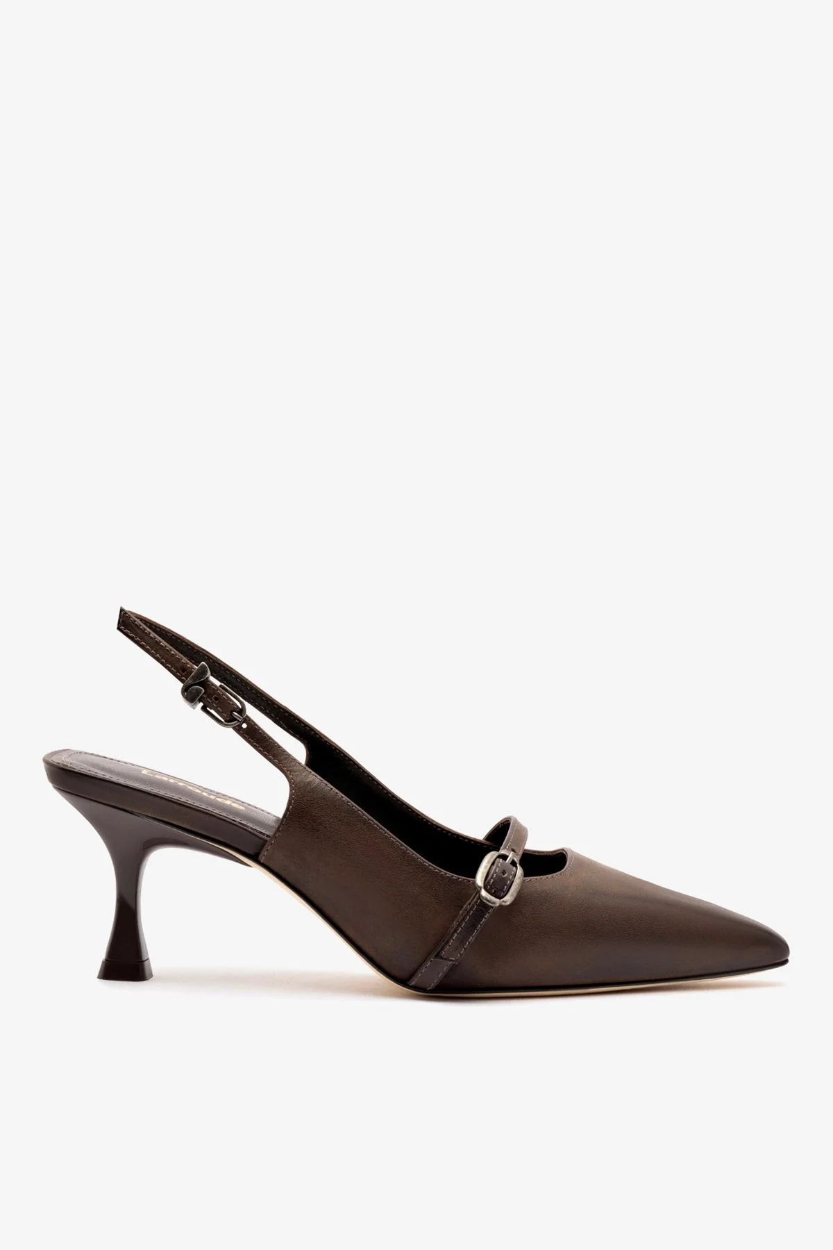Ines Pump In Brown Shadow Leather - 1