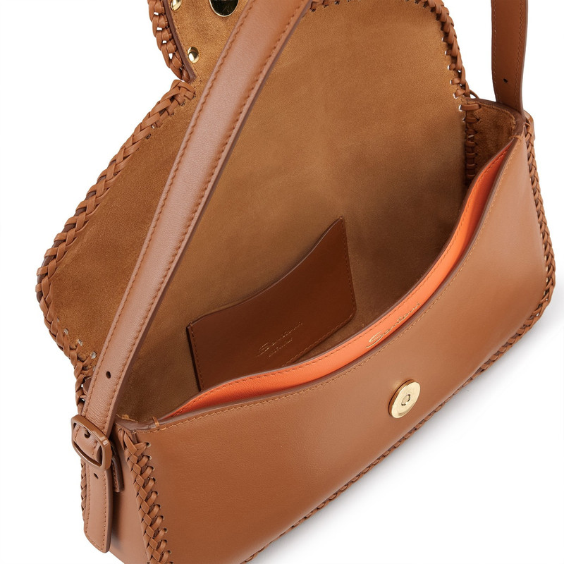 Brown leather shoulder bag 6