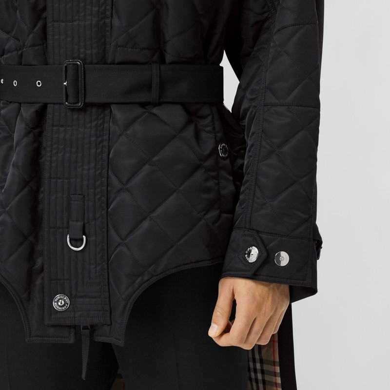 Detachable Hood Quilted Nylon and Cotton Coat 5