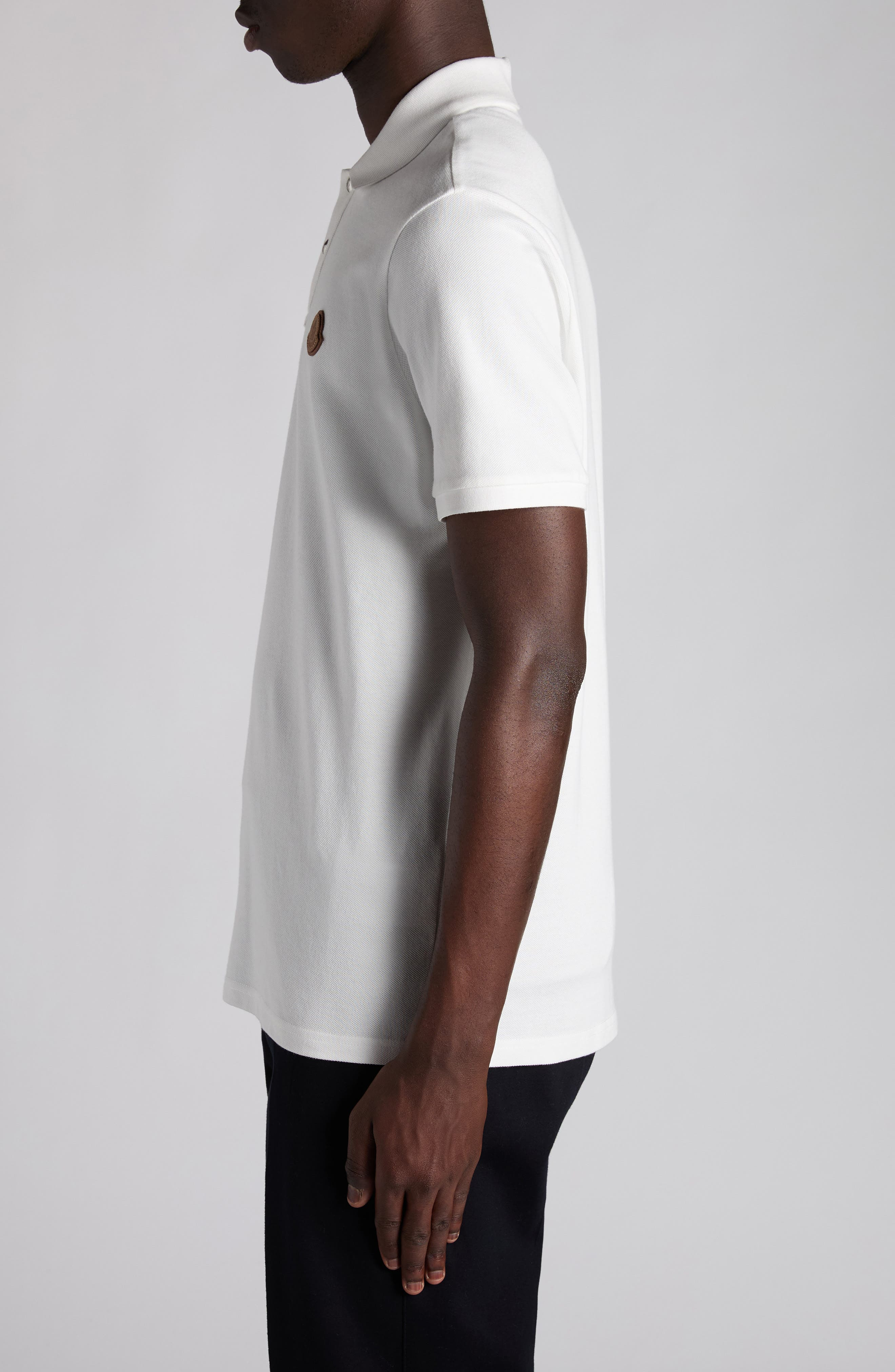 Moncler Logo Patch Cotton Piqué Polo in Bright White at Nordstrom - 4
