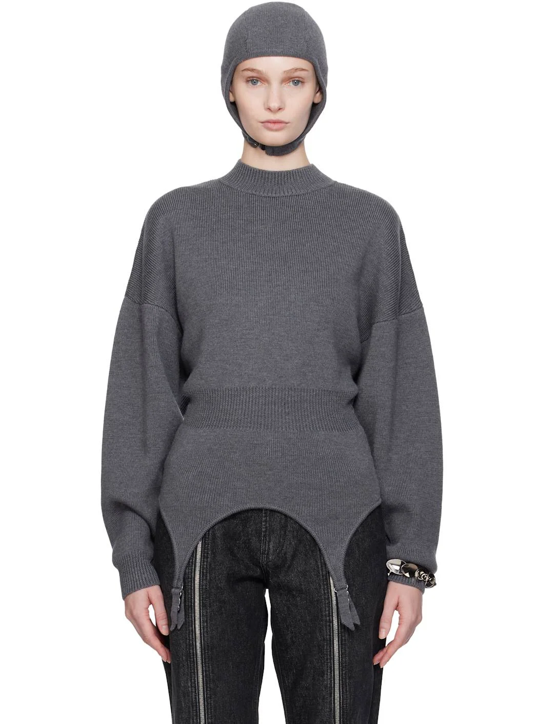 Gray 'The Garter' Sweater - 1