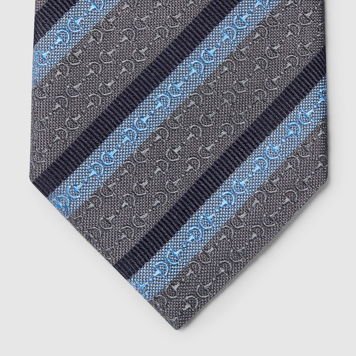 Horsebit striped silk jacquard tie - 4