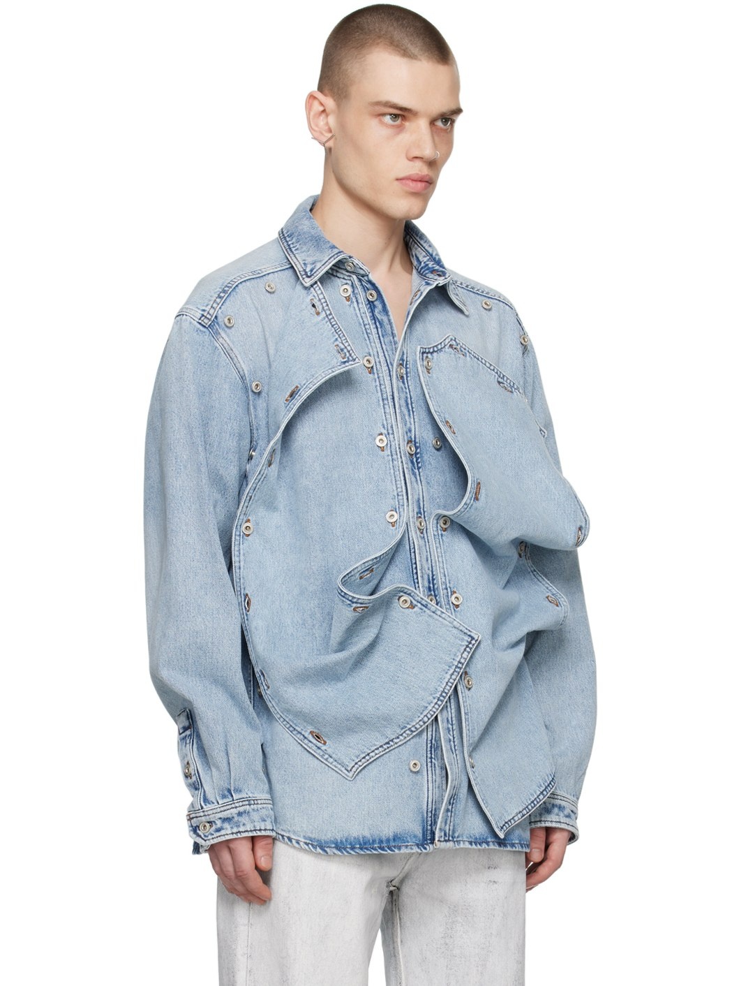 Blue Classic Button Panel Denim Shirt - 2