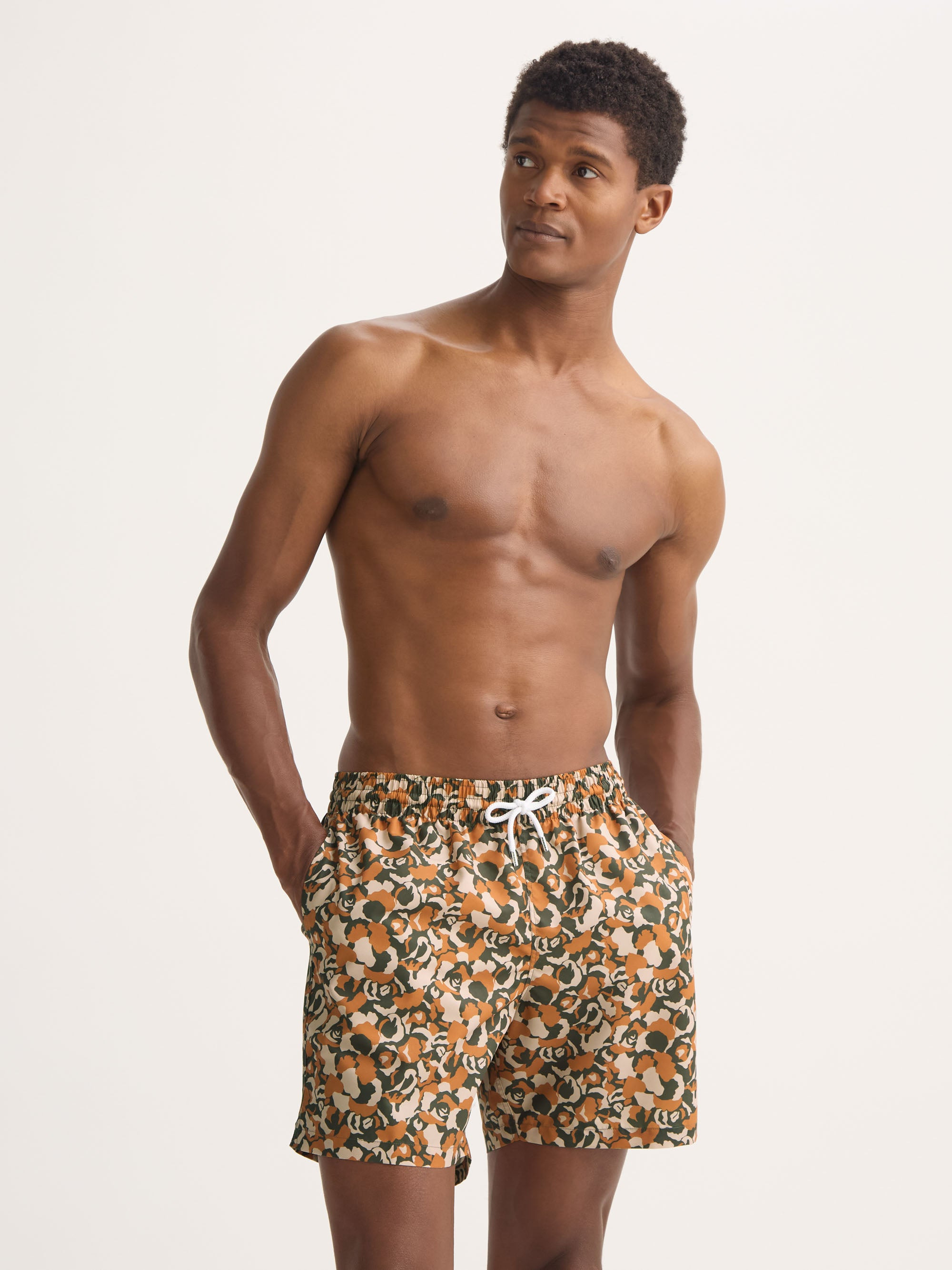 Men's Swim Trunks Maui Green & Brick Multicolor Camo Rose - 4