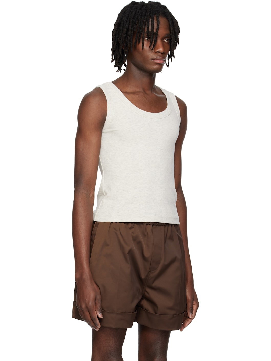 Gray Scoop Neck Jersey Tank Top - 2