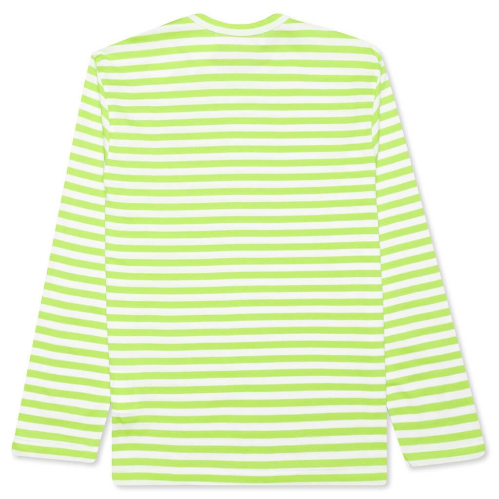 COMME DES GARCONS PLAY PASTELLE WOMEN'S STRIPED L/S SHIRT - GREEN - 2