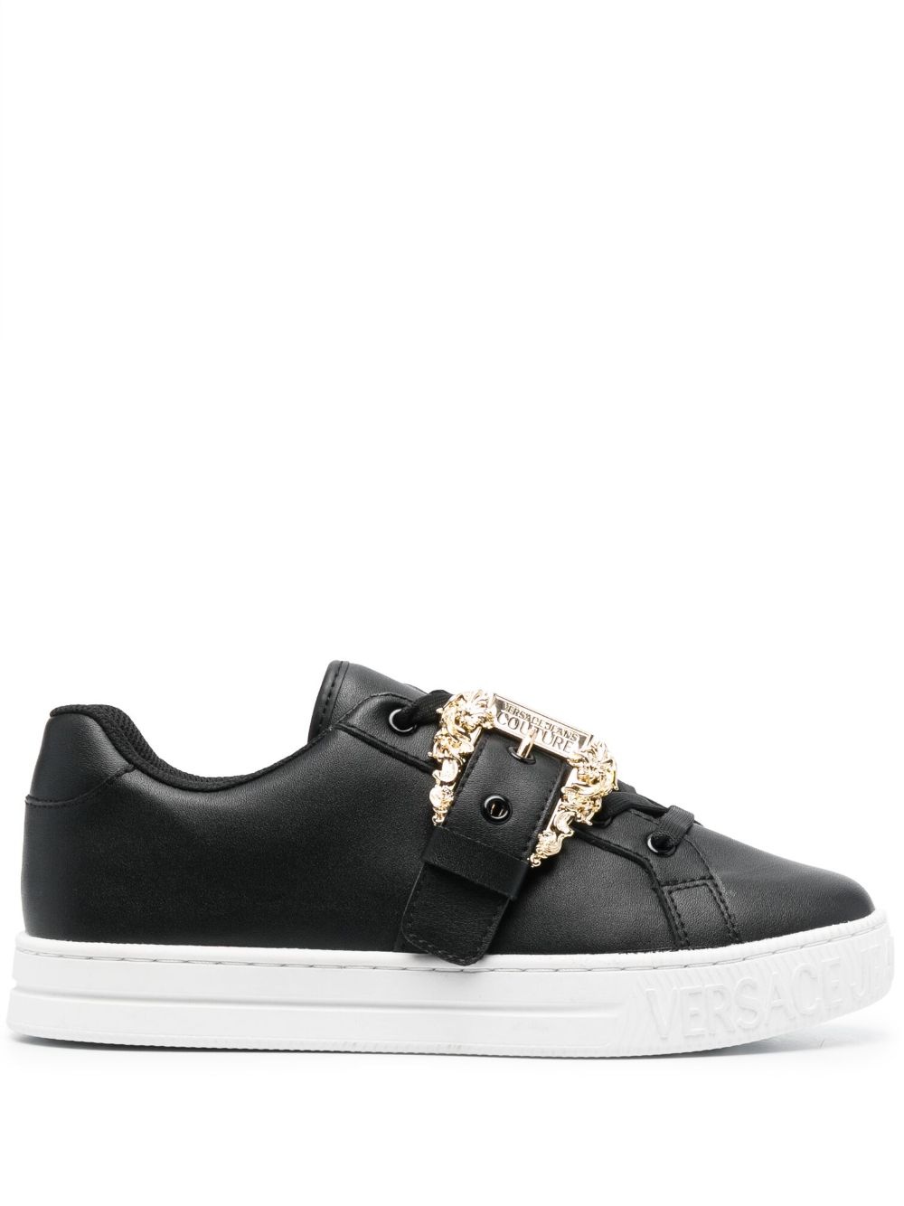 logo-buckle leather sneakers - 1