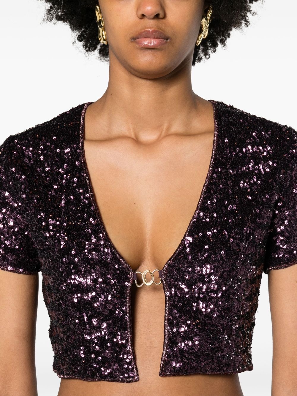 sequinned cropped cardigan - 5