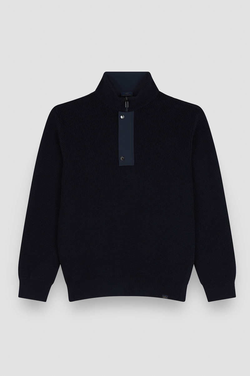 BIO VISCOSE HALF ZIP SWEATER WITH TYPHOON® DETAILS 1
