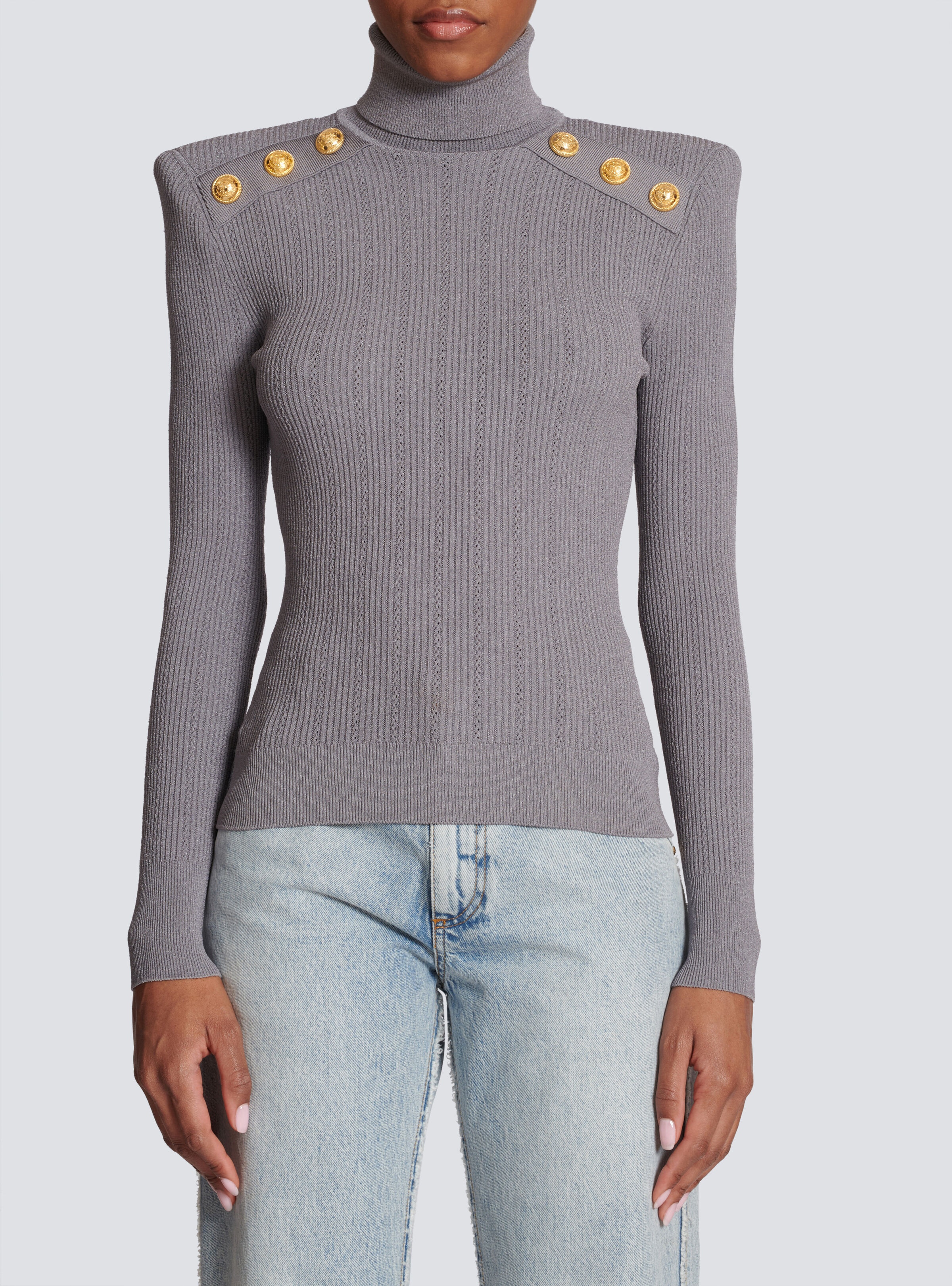 Knit jumper with gold buttons - 5