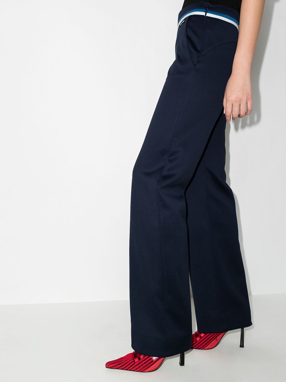 stripe-detail logo-patch tailored trousers - 4