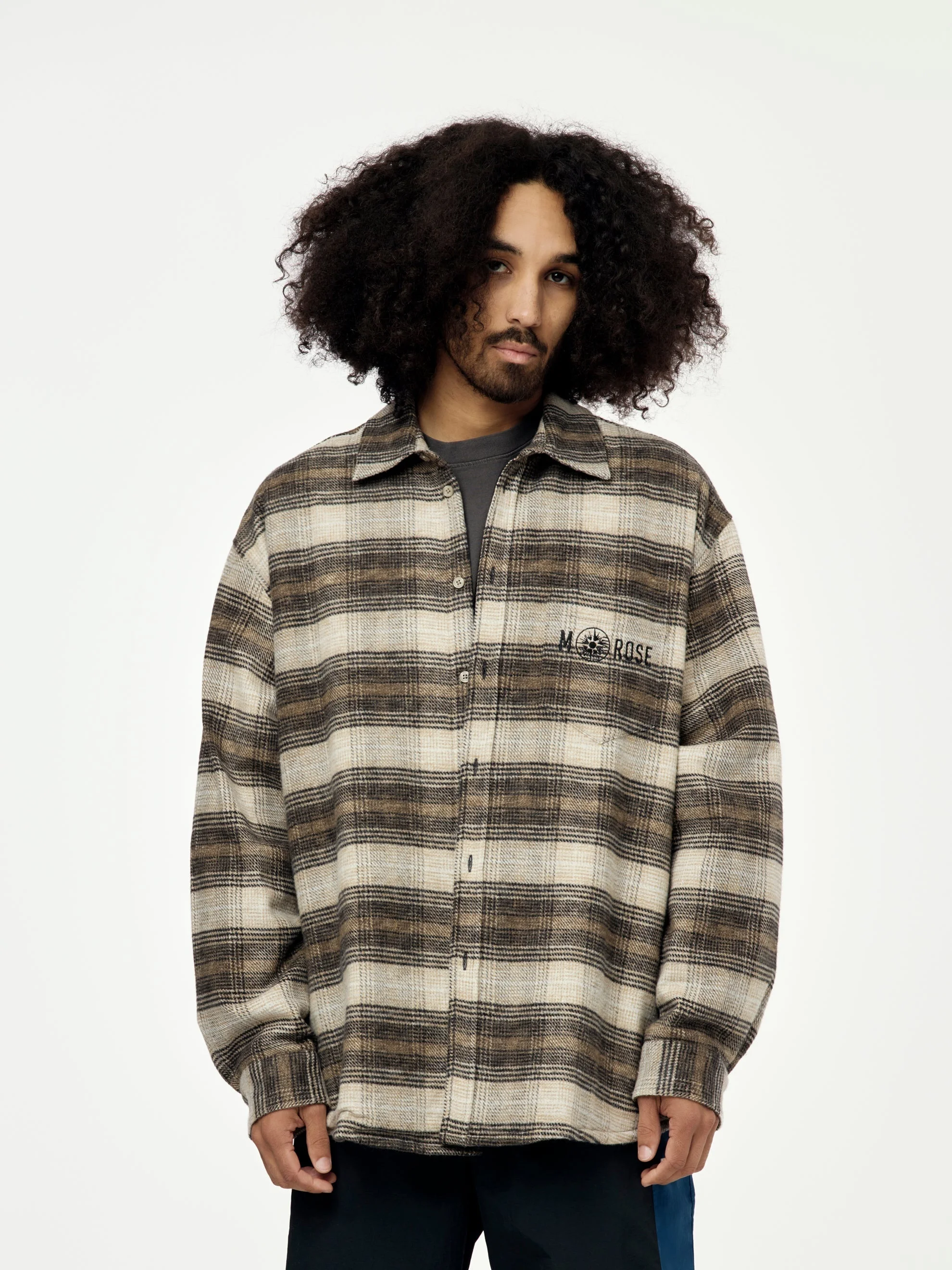 BROWN CHECK L/S OVERSHIRT - 1