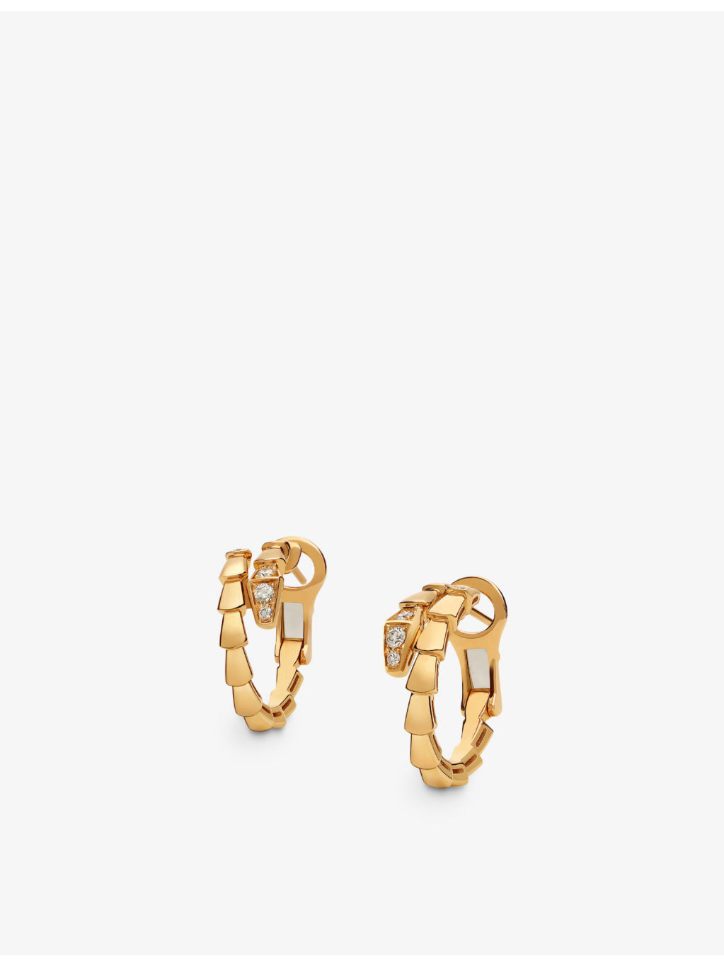Serpenti Viper 18ct yellow-gold and 0.18ct diamond hoop earrings - 2
