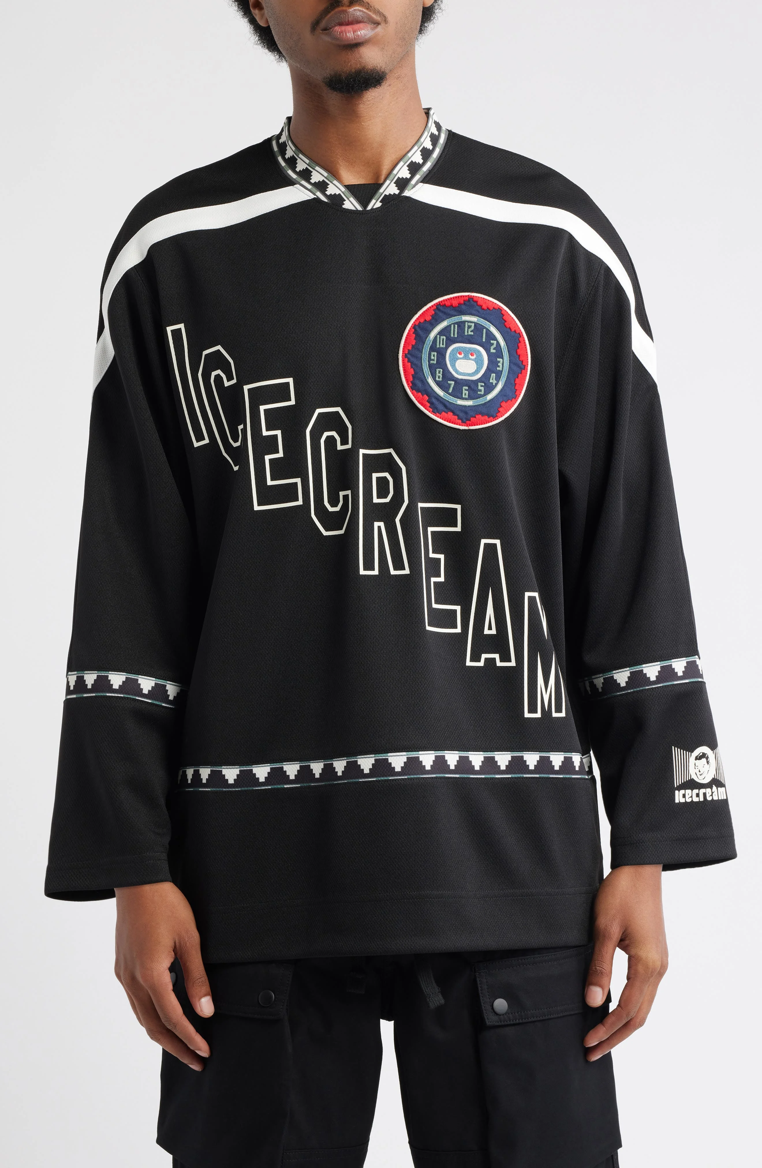 ICECREAM Party On Long Sleeve Mesh Jersey in Black at Nordstrom - 1