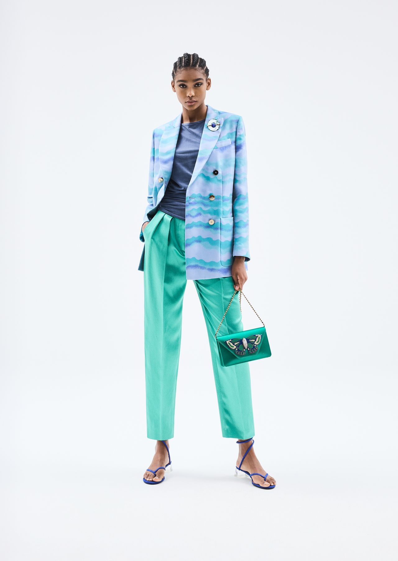 Double-breasted jacket in jacquard with a wave motif - 6