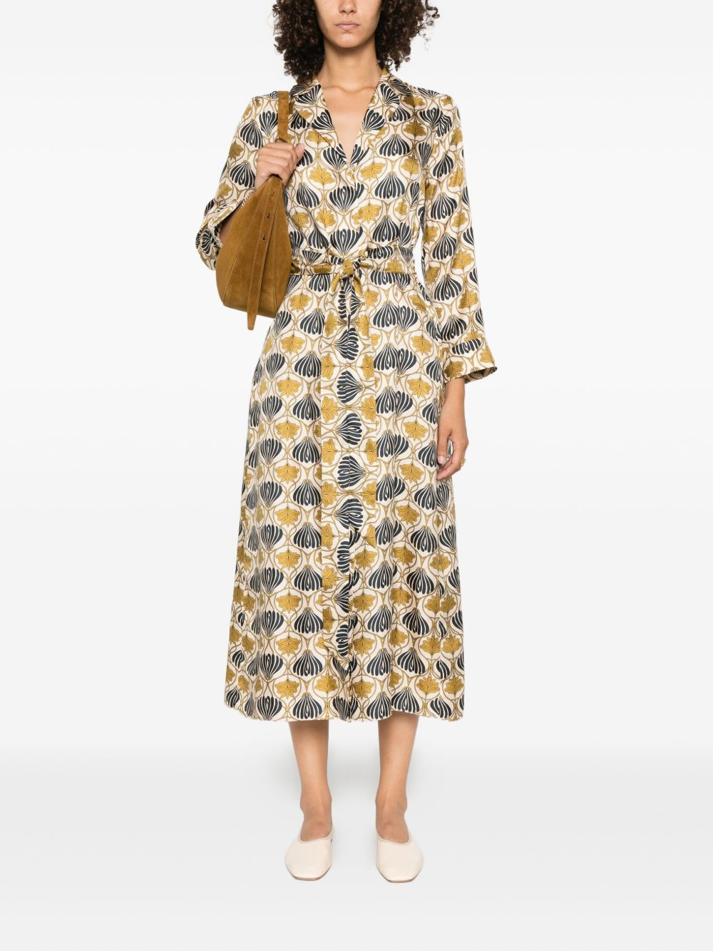 belted silk dress - 2