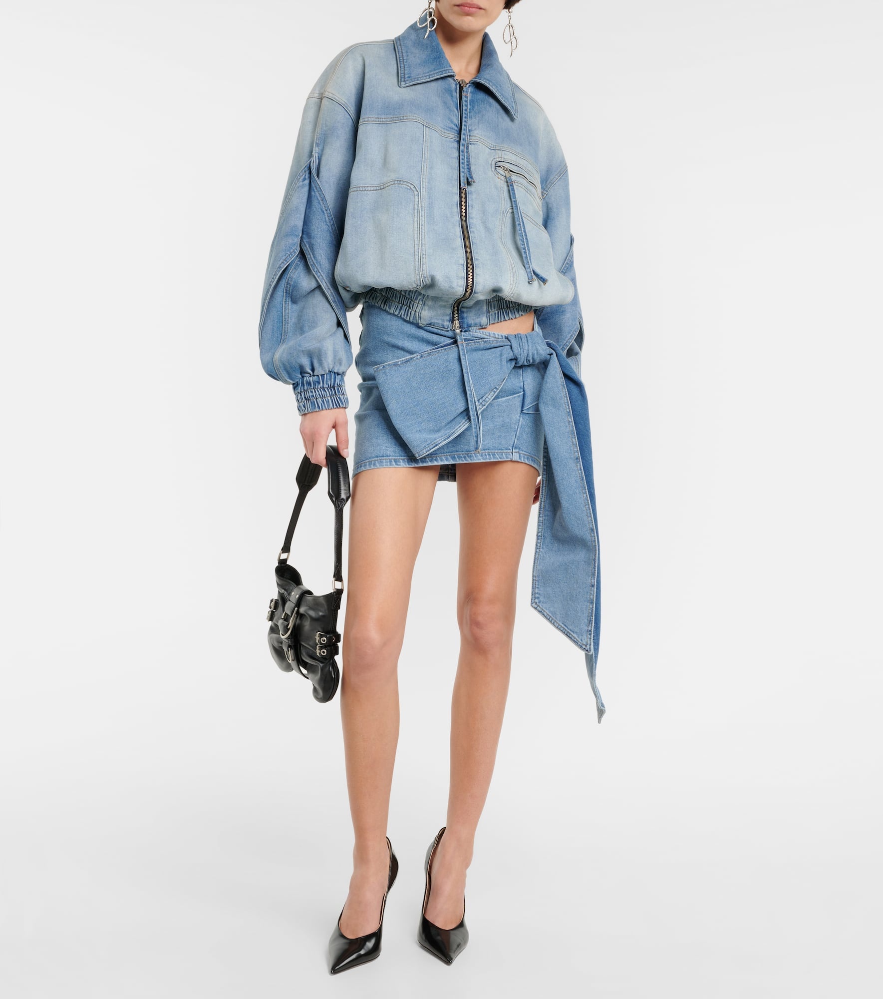 Bow-detail denim miniskirt - 2
