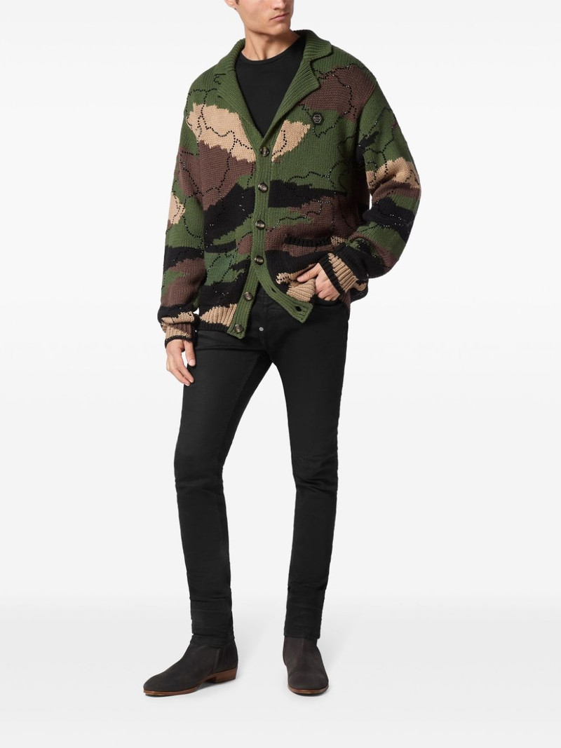 PHILIPP PLEIN V-neck intarsia-knitted cardigan outlook