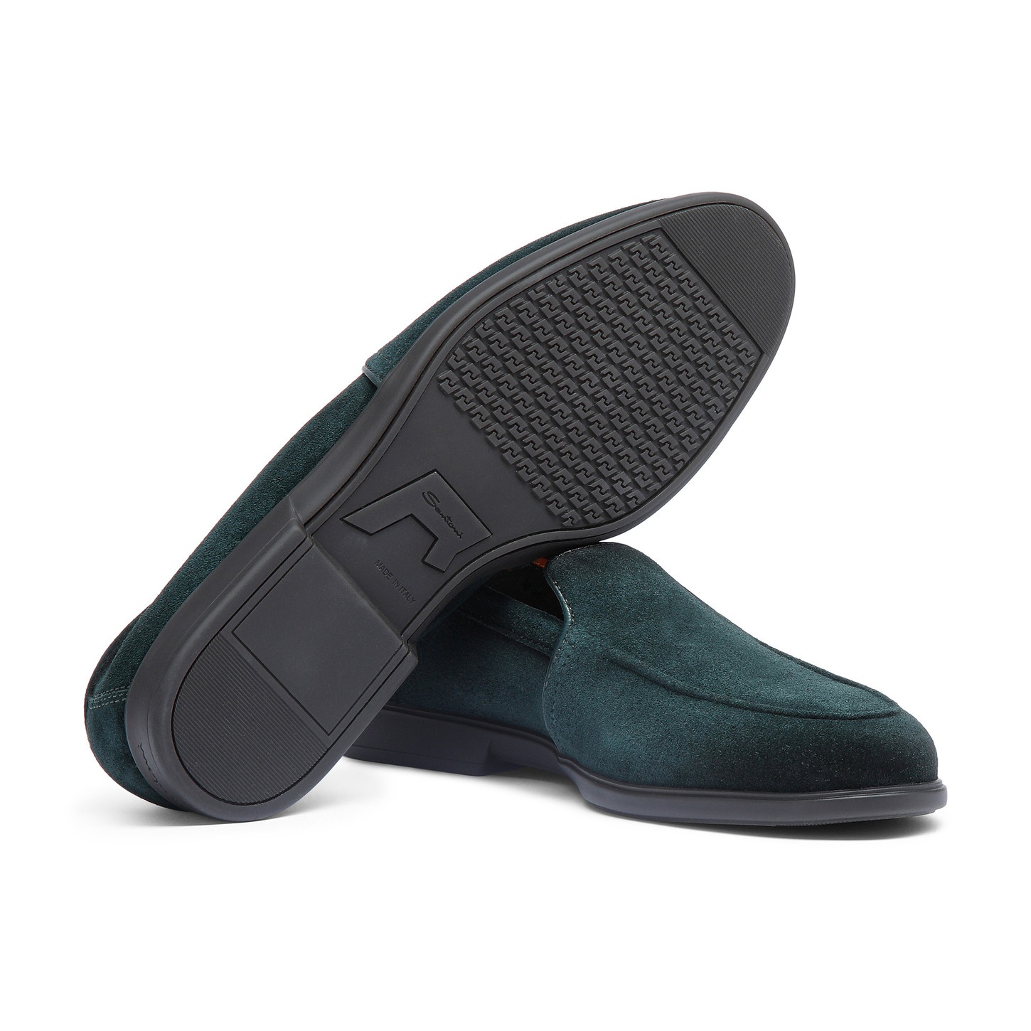 Men's dark green suede loafer - 3