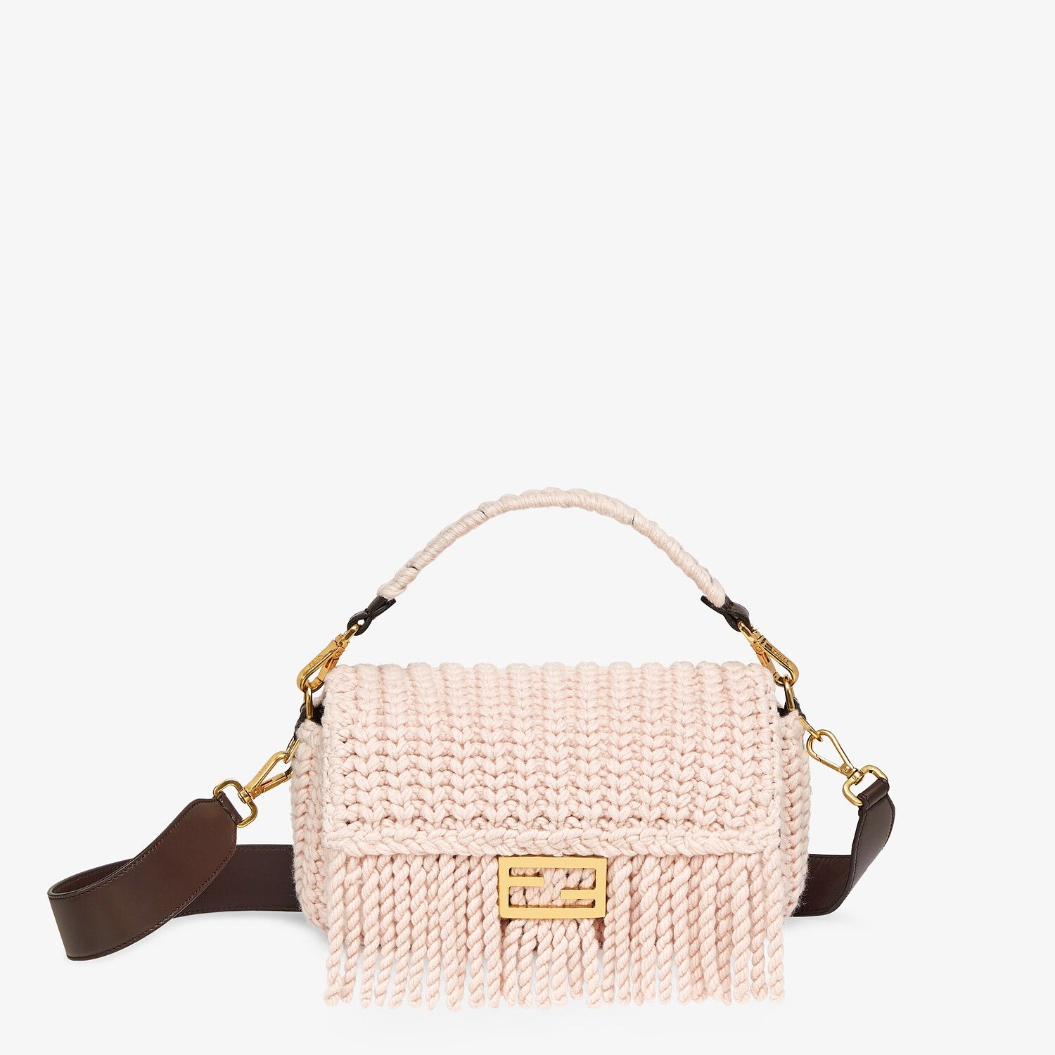 Pink wool bag with fringes - 1