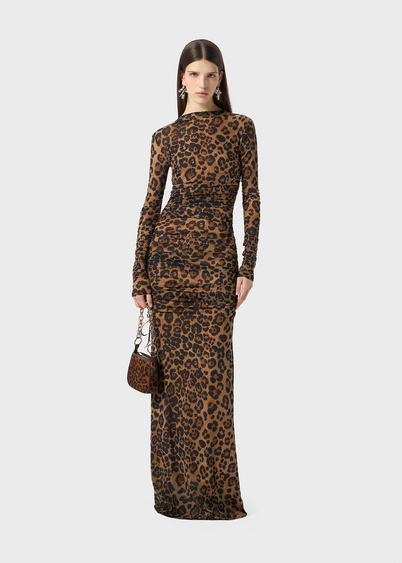Blumarine LONG SECOND SKIN JERSEY DRESS WITH LEOPARD PRINT outlook