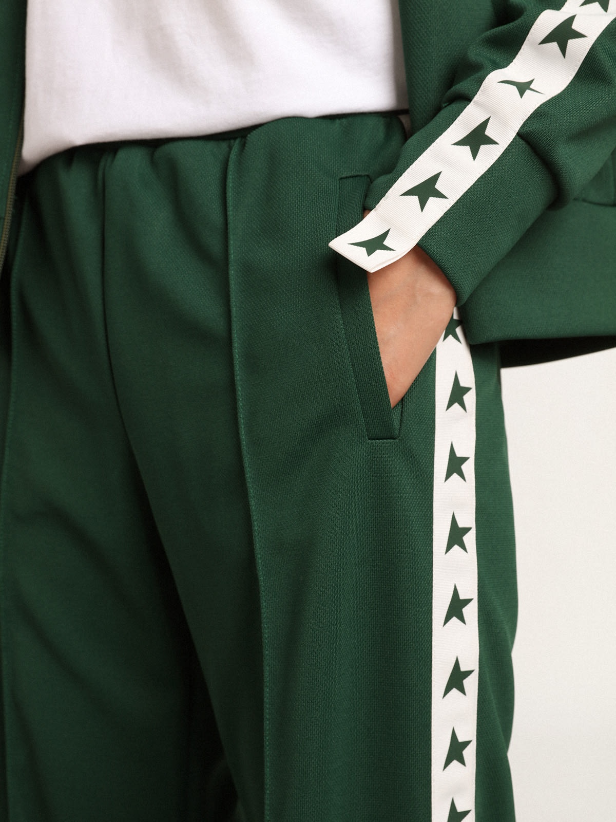 Women's bright green joggers with band and stars - 5