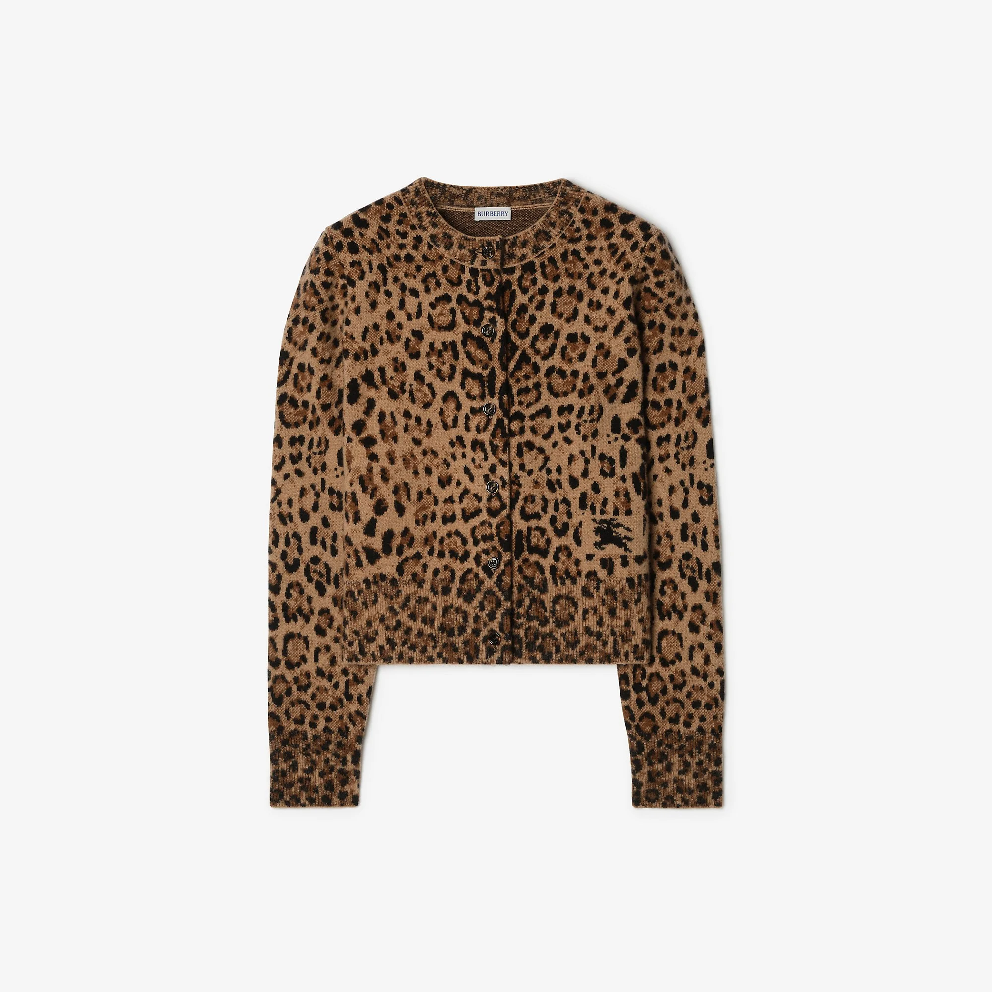 Leopard Jacquard Wool Cashmere Cardigan - 1