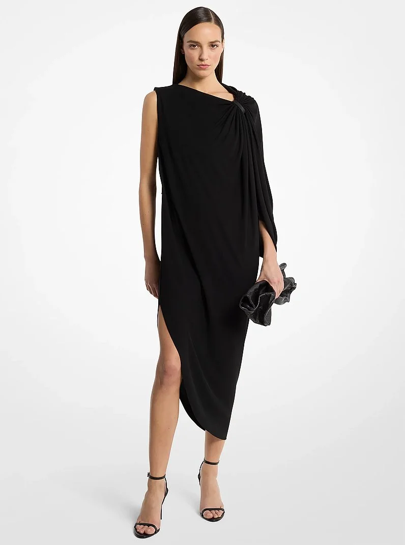Stretch Matte Jersey Elliptical One-Shoulder Dress - 1