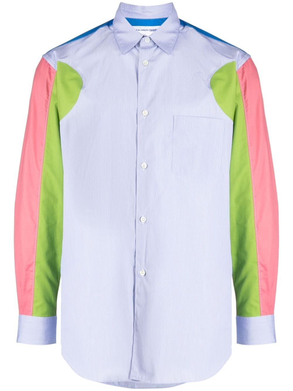 colour-block panelled cotton shirt - 1