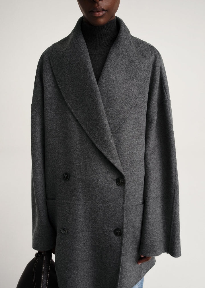Double-breasted wool jacket grey mélange - 5