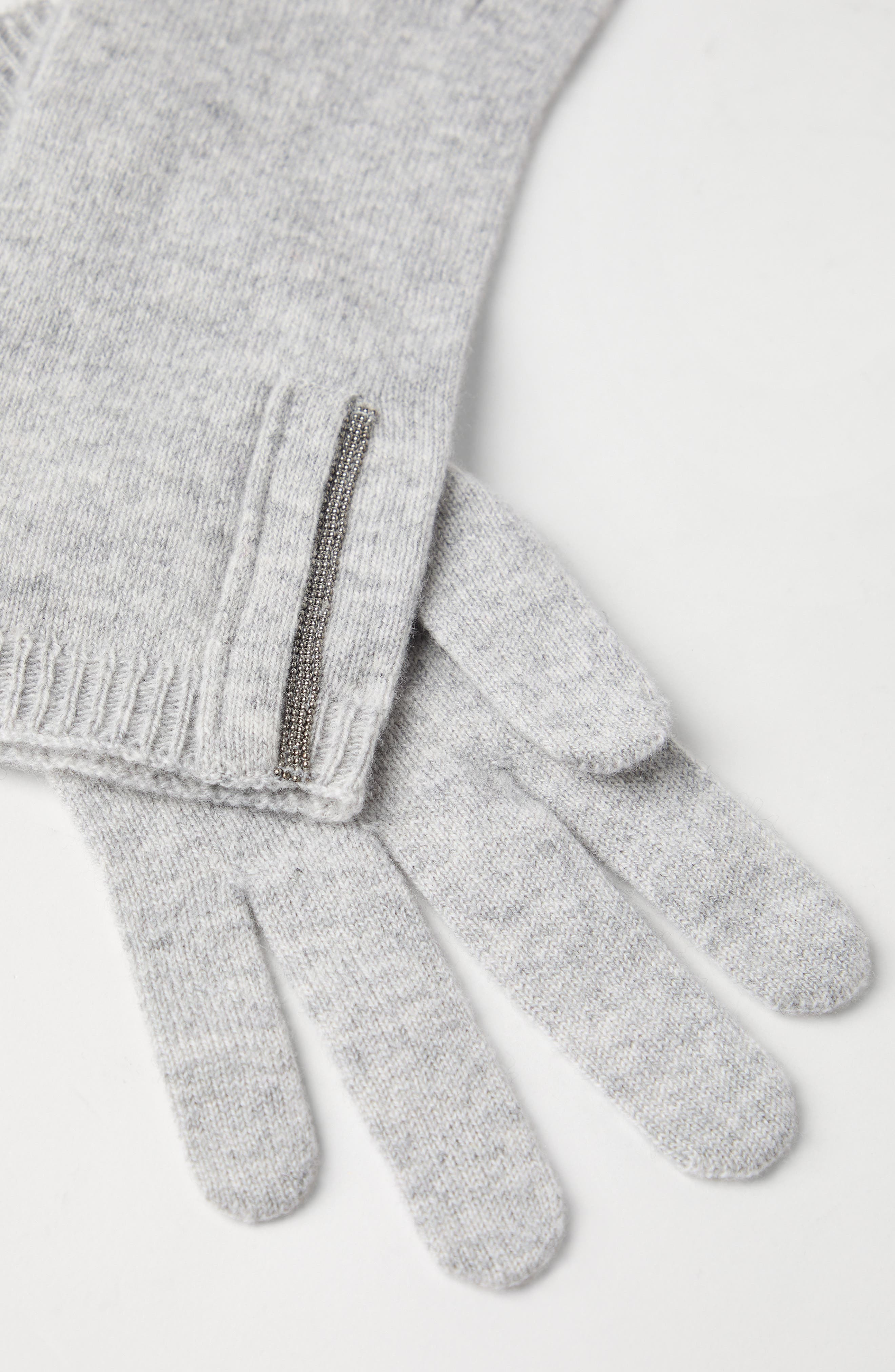 Brunello Cucinelli Knit gloves in Light Grey at Nordstrom - 3